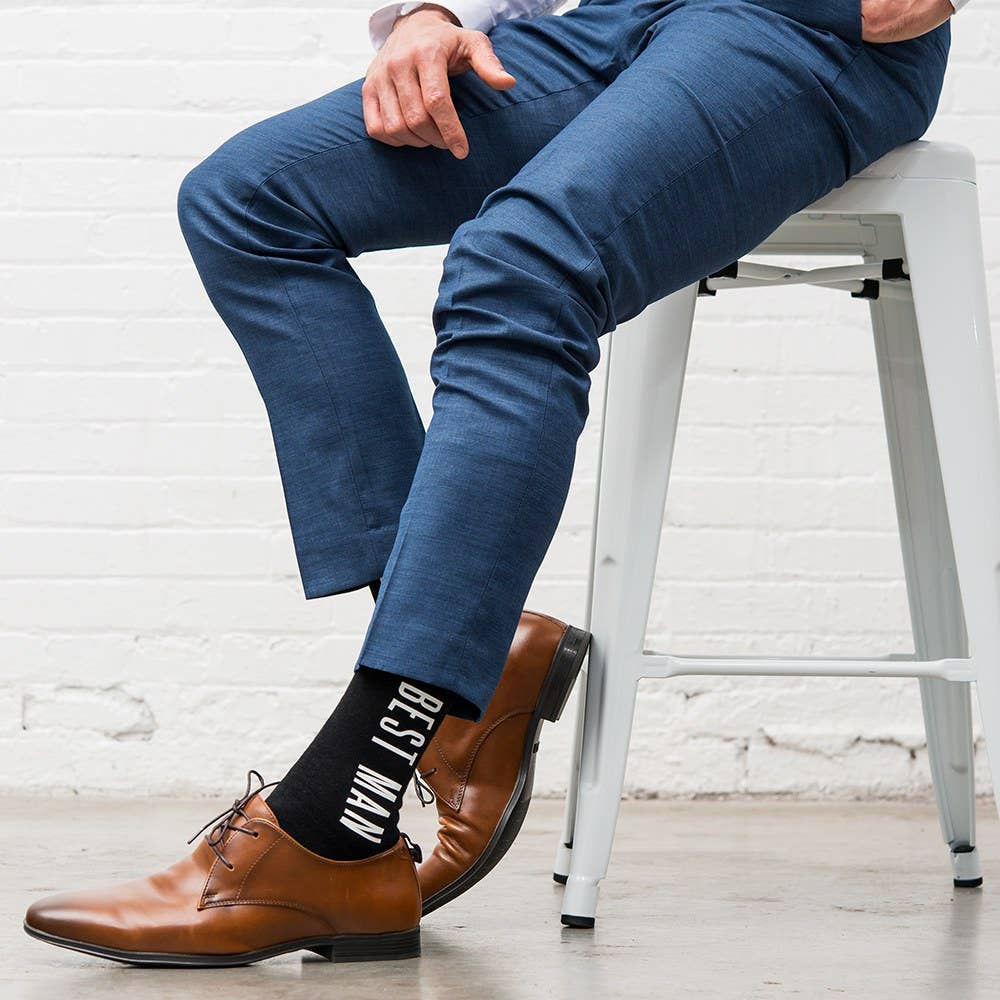Weddingstar Inc. - Men’s Black Wedding Party Dress Socks - Best Man