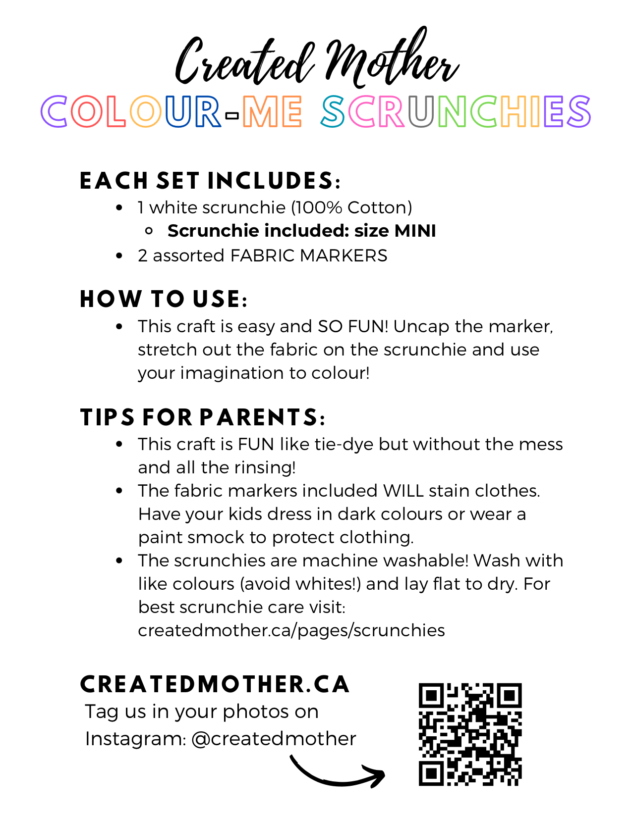 Created Mother - Colour-Me Scrunchie sets: Mini Classic