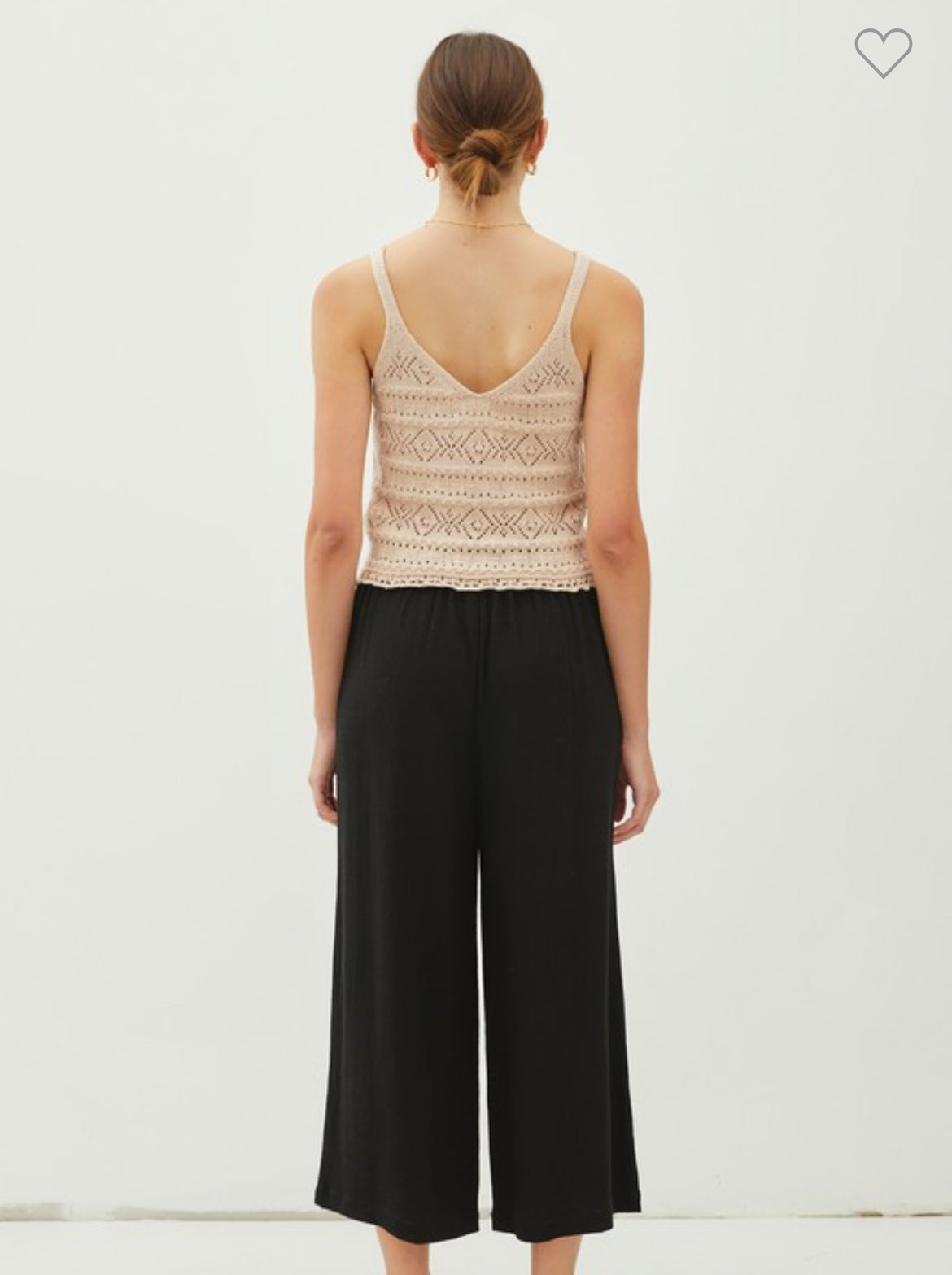 Linen Blend Pleated Wide Leg Crop Trouser FINAL SALE