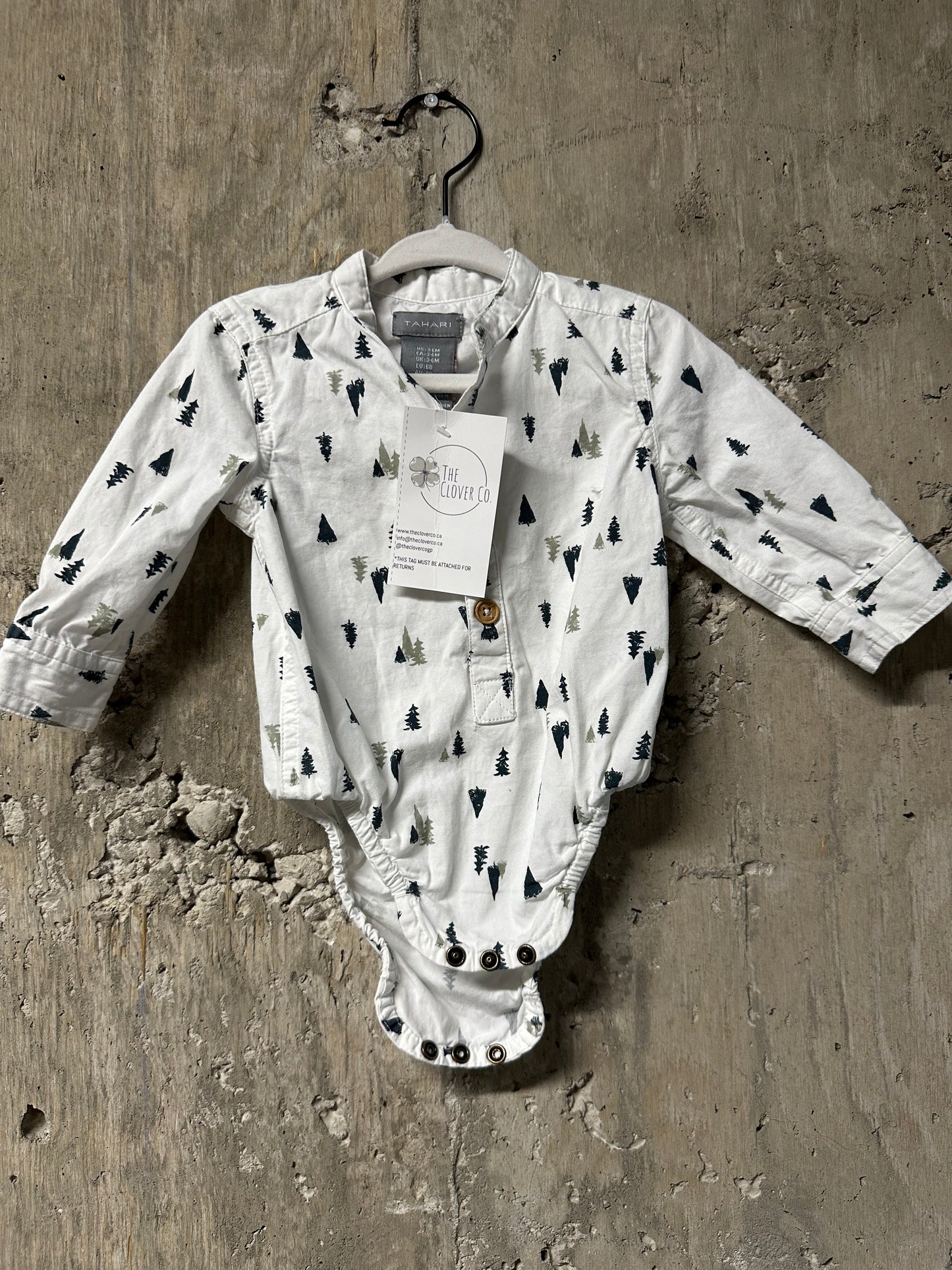 Tree Dress Shirt Onesie Sz 3/6m