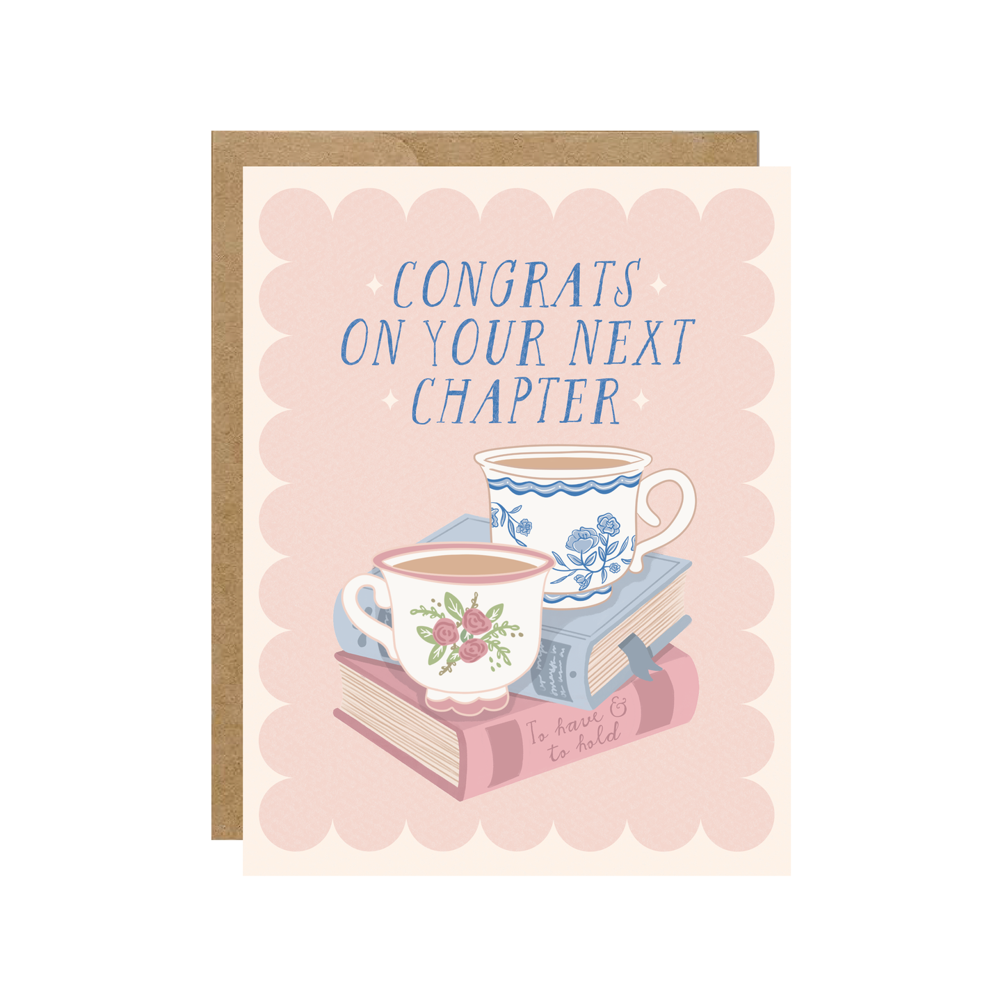 Simple Whimsy - Congrats On Next Chapter - Bookish Tea Coffee Wedding Card