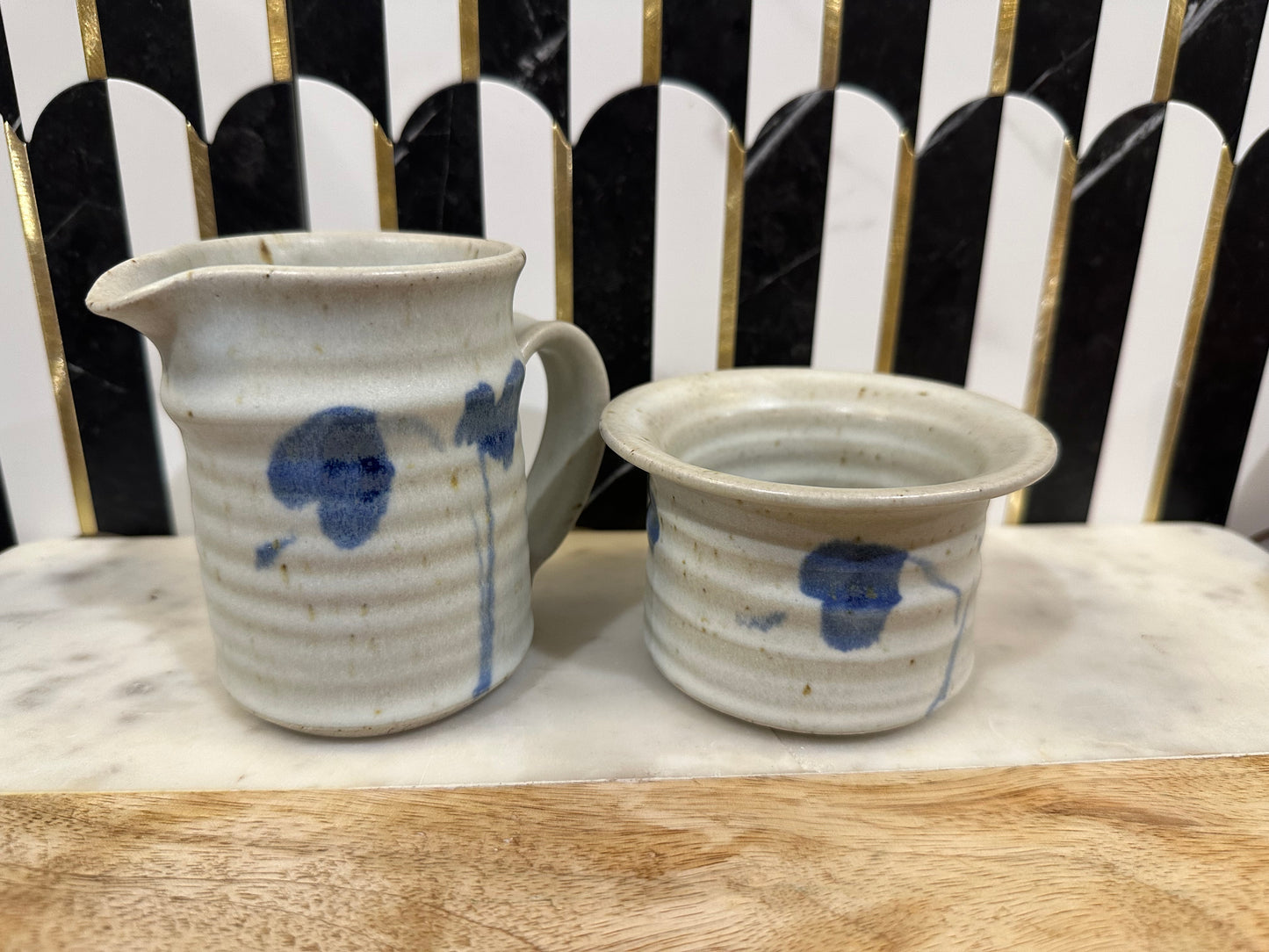 Pottery Cream and Sugar Set