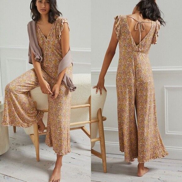Anthropologie Matilda Ruffled Jumpsuit Size M
