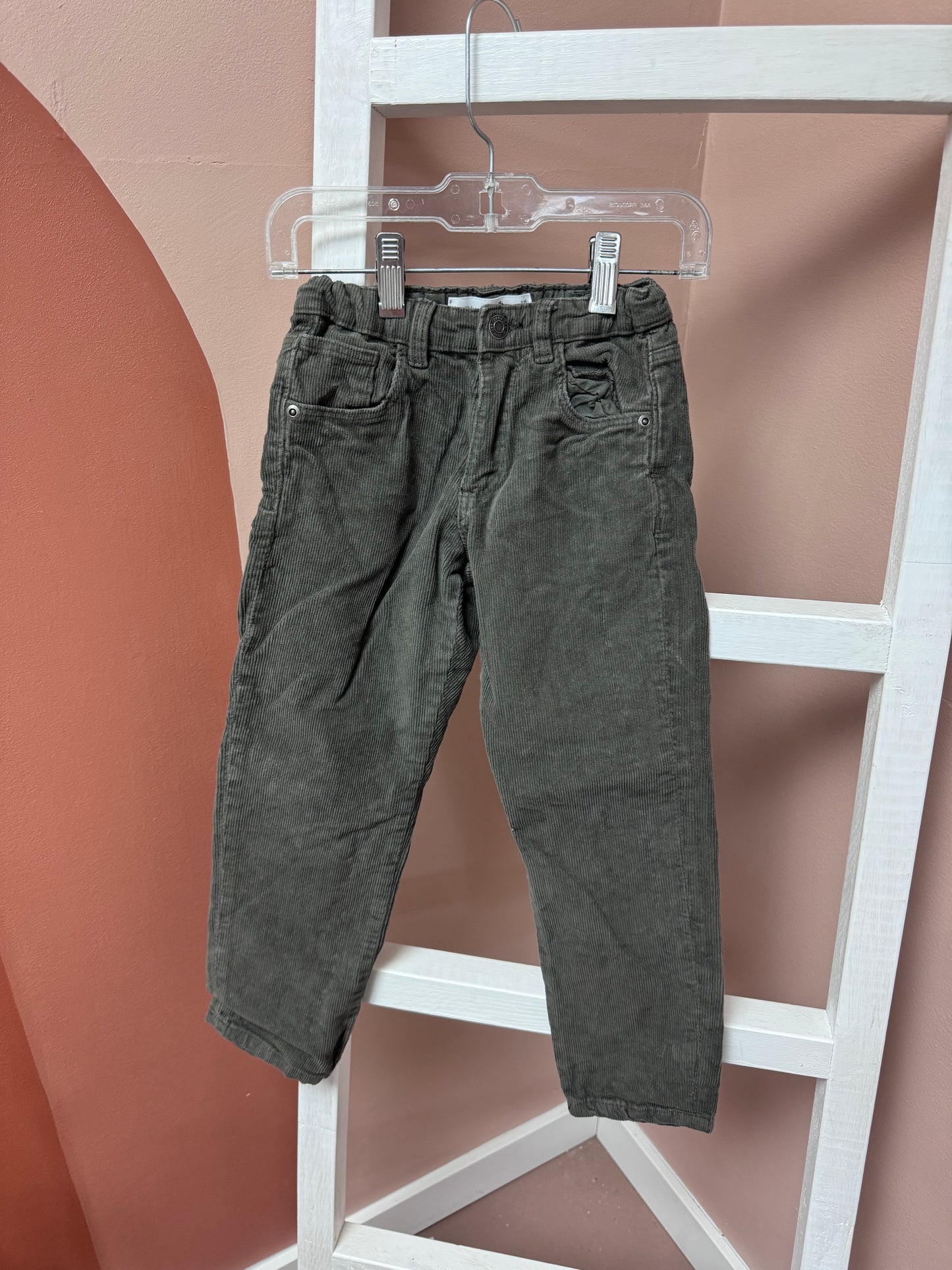 Zara Corduroy Dark Green Pants - Size 6 Yr