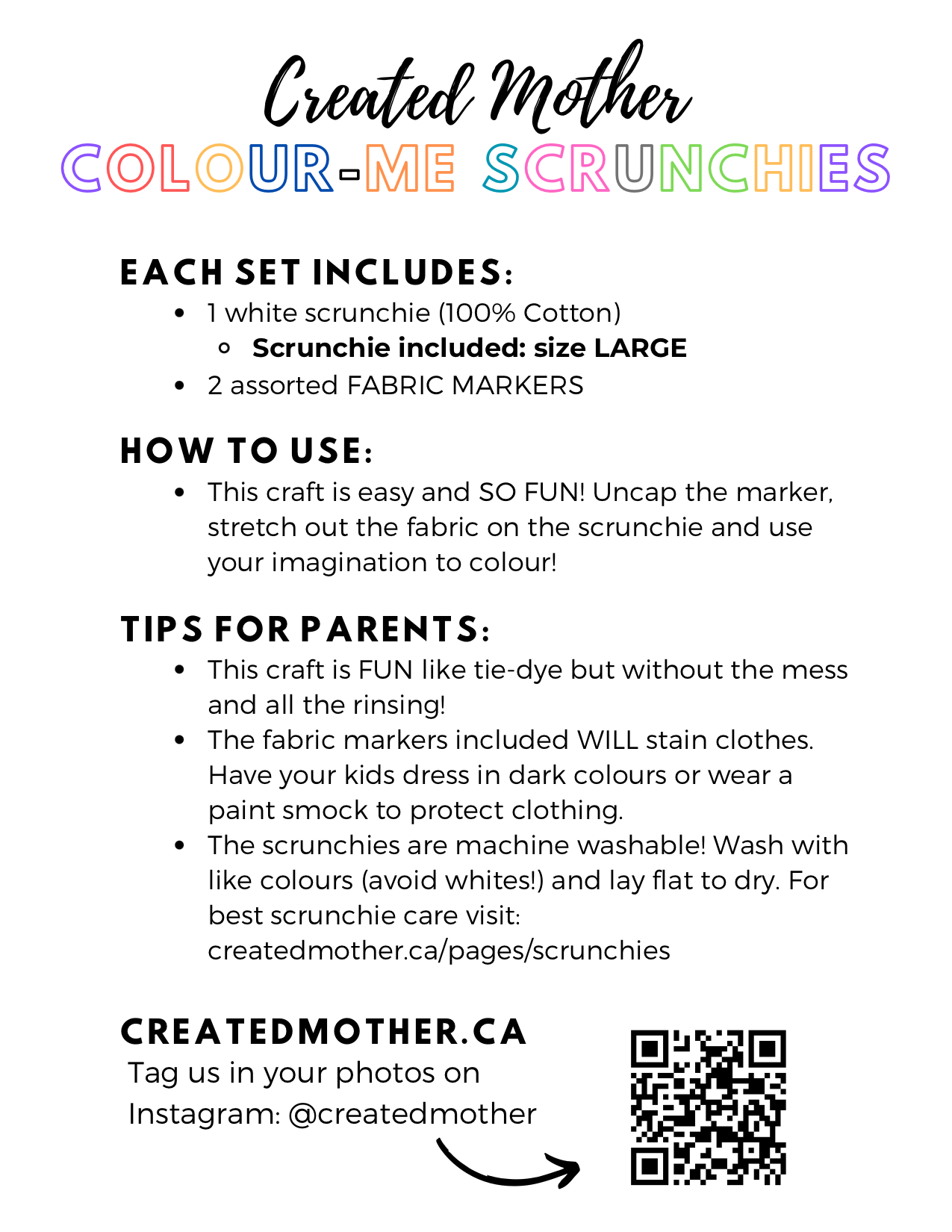 Created Mother - Colour-Me Scrunchie sets: Mini Classic
