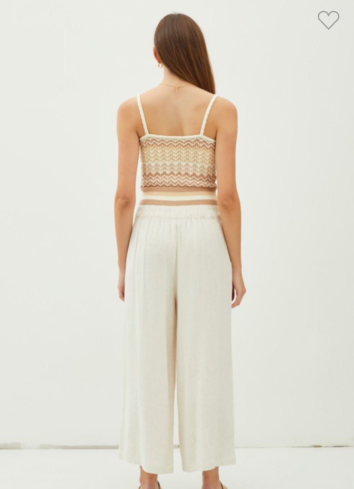 Linen Blend Pleated Wide Leg Crop Trouser FINAL SALE