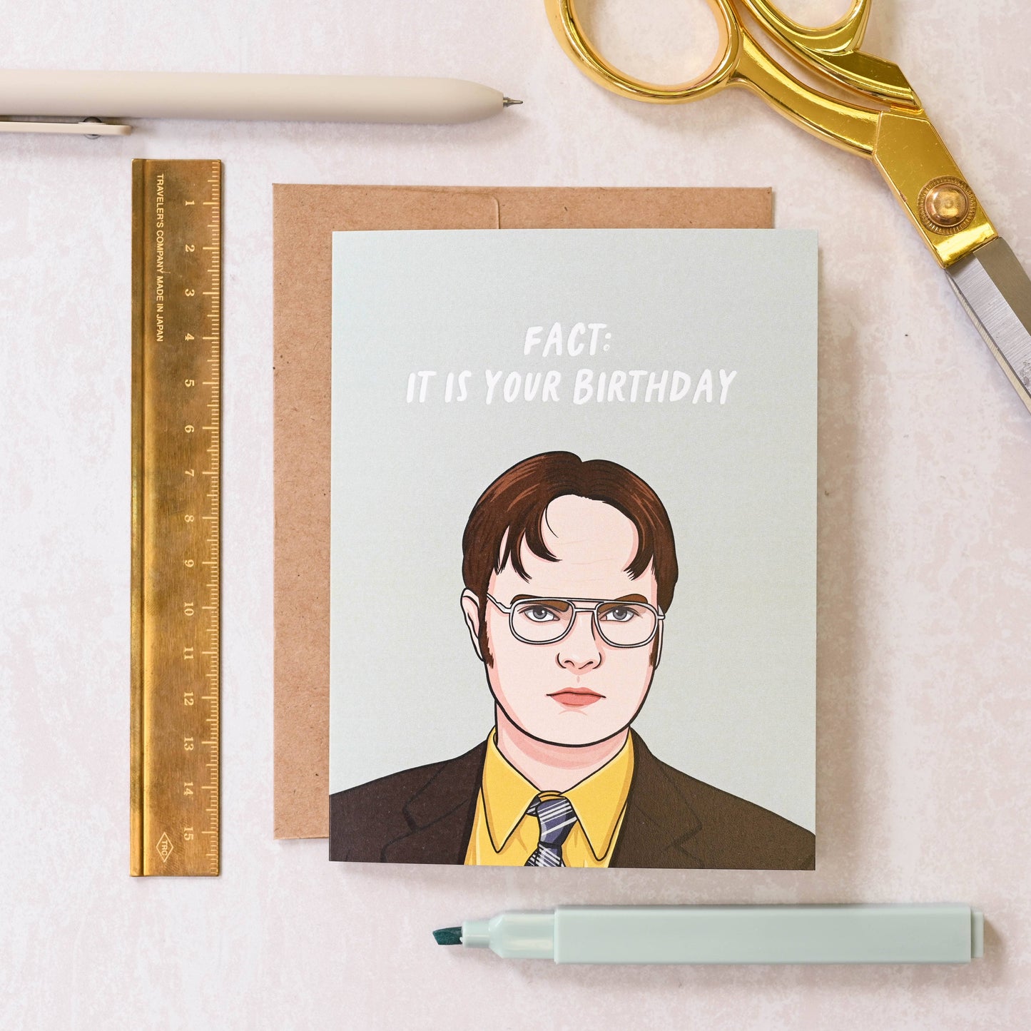 Simple Whimsy - Dwight 'Fact: It Is Your Birthday' - Pop Culture Birthday Card