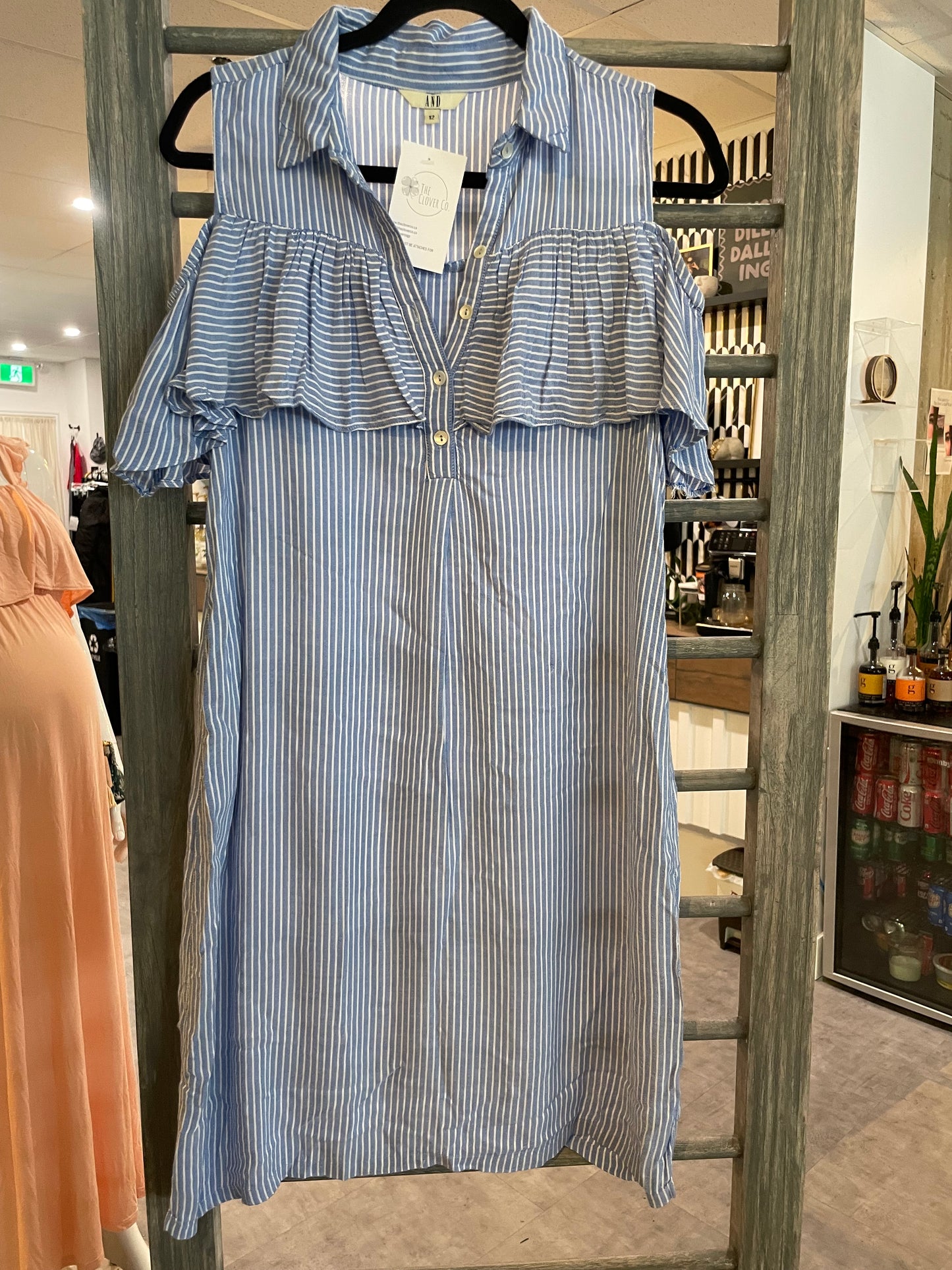 Striped Cold Shoulder Dress Sz 12