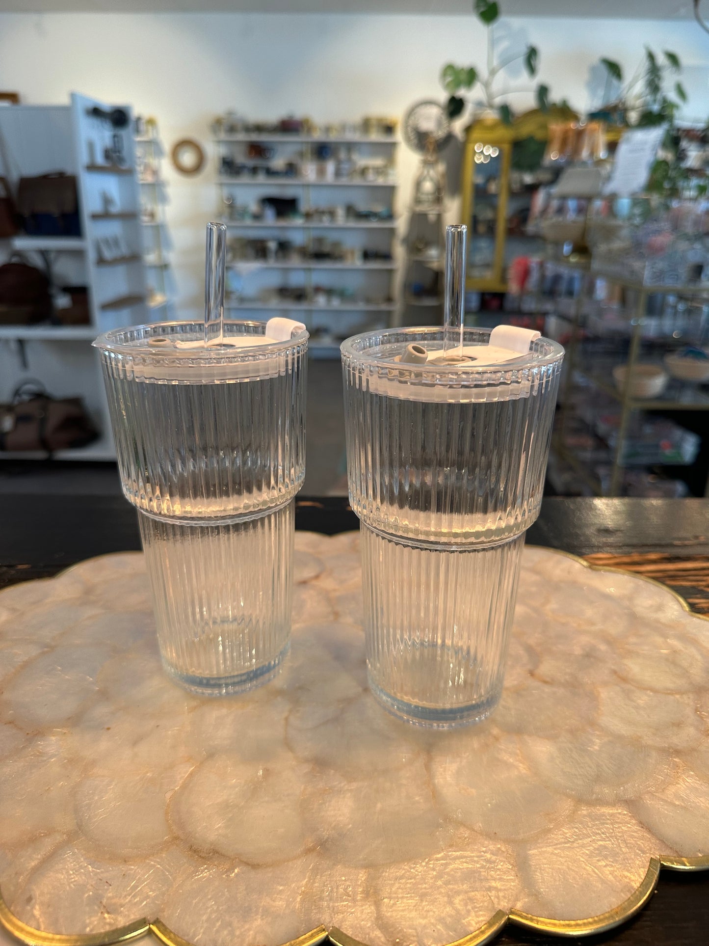 20z Ribbed Glass Tumblers