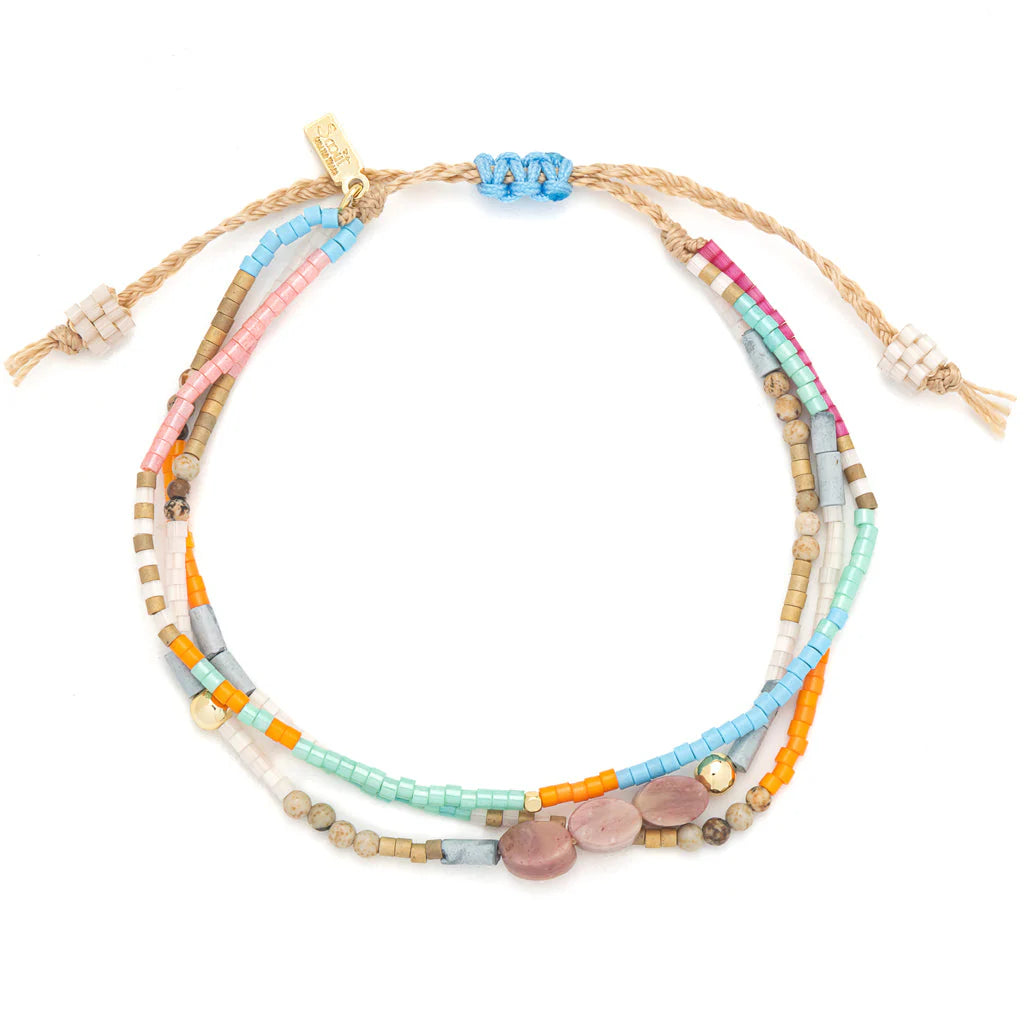 Love Bracelet - Gold + Rhodochrosite