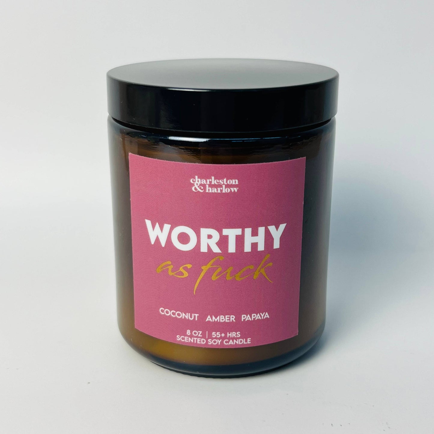 Charleston & Harlow Candle Co. - WORTHY AF - Coconut Amber Papaya Sweary Soy Candle 8oz