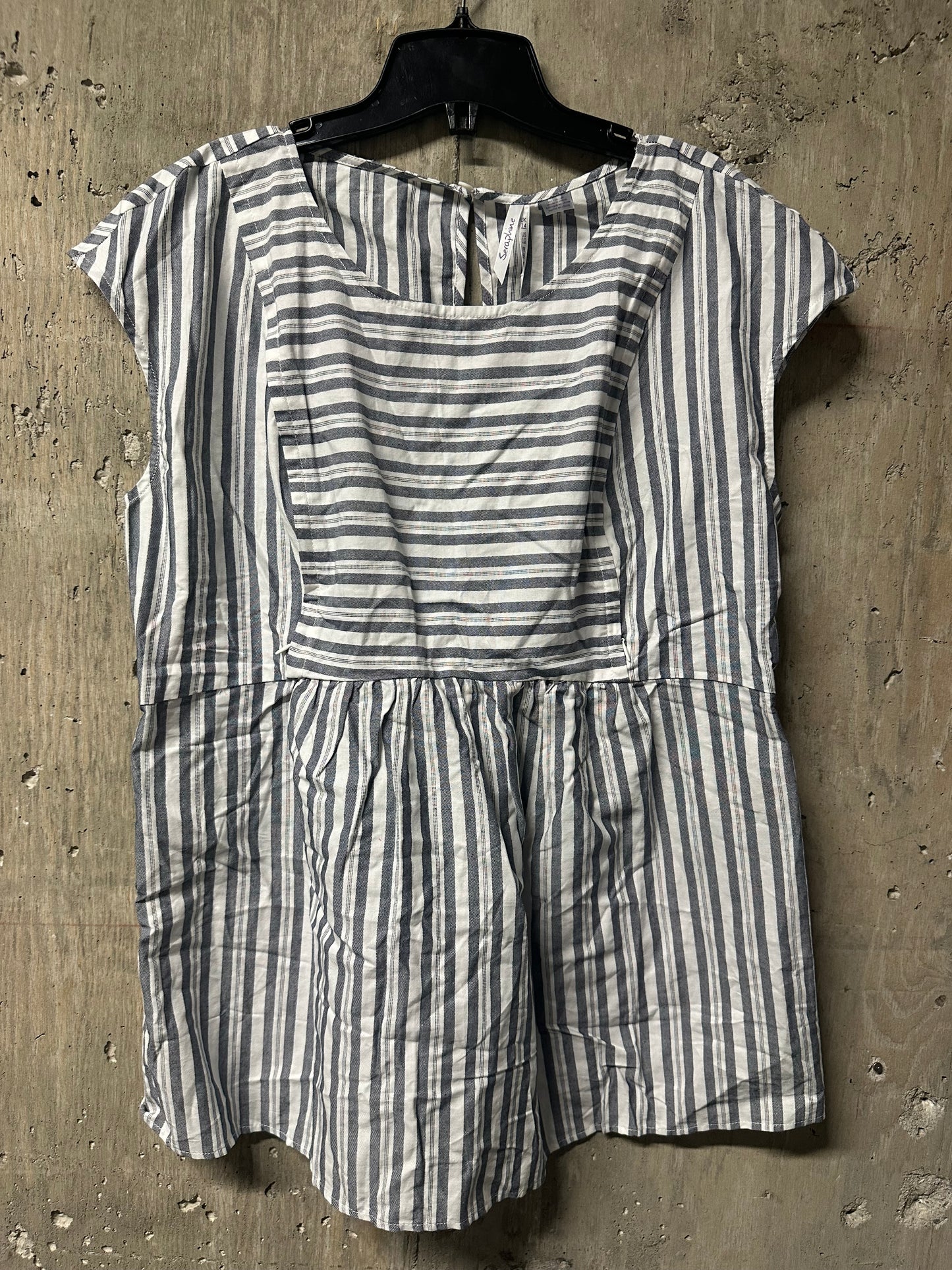 Seraphine Striped Nursing Blouse with Waist Tie Maternity Top Sz 10