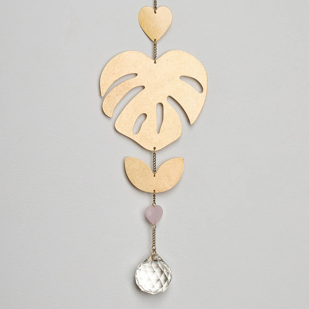 Suncatcher - Monstera Leaf Rose Quartz