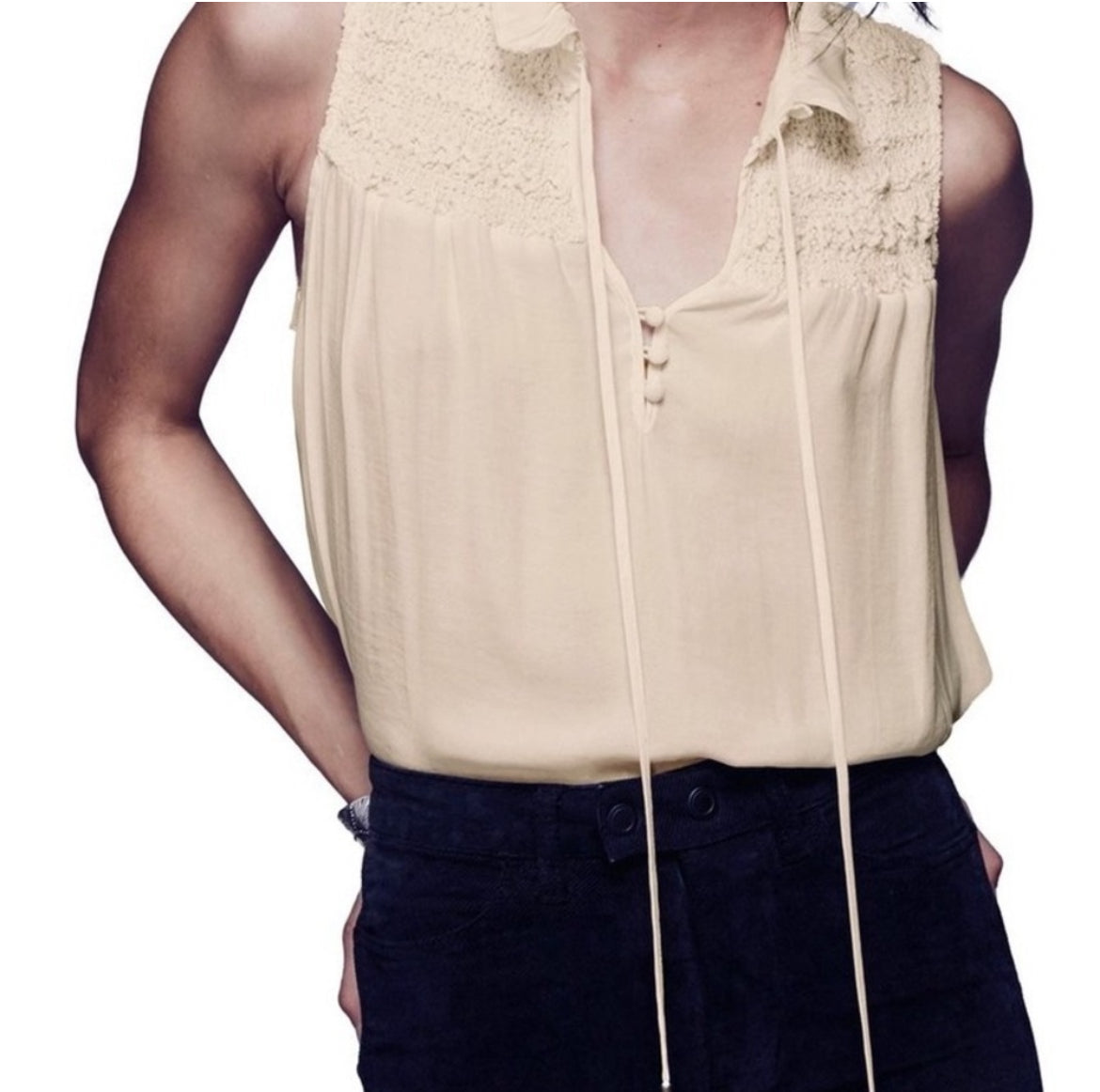 Free People Front Tie Blouse Sz M