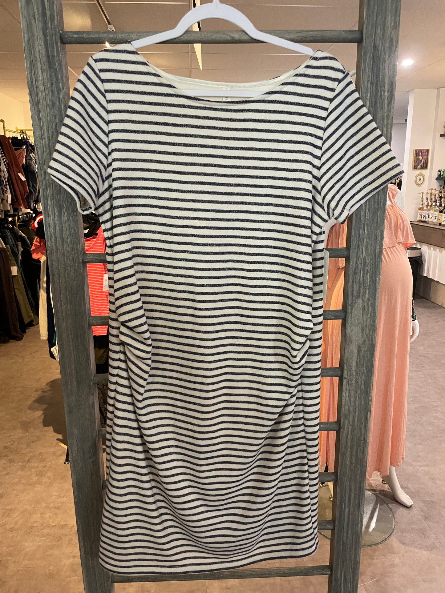 Pink Blush Striped Maternity Dress Sz XL