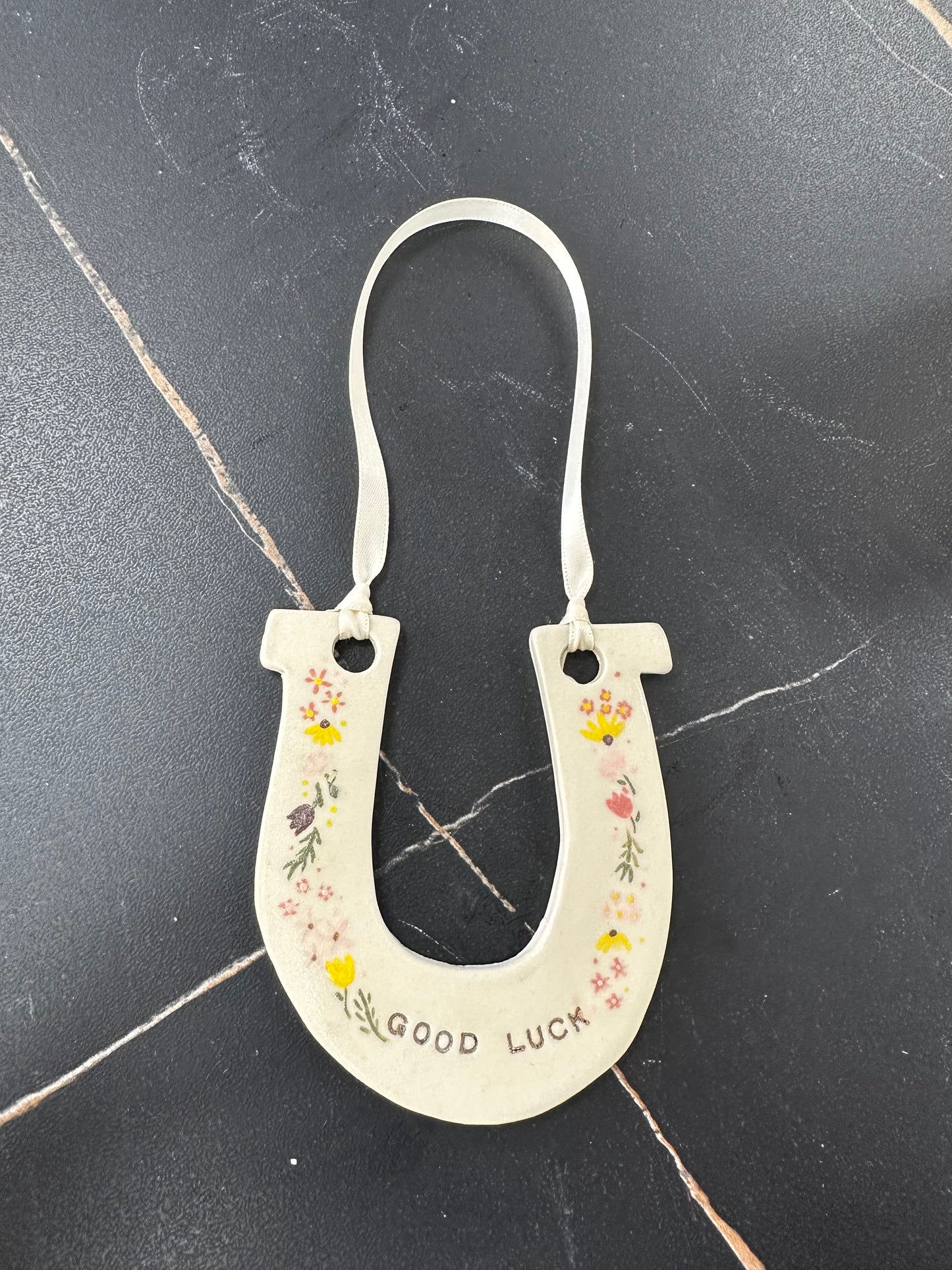 Tulie Pottery Horseshoe - Floral Good Luck