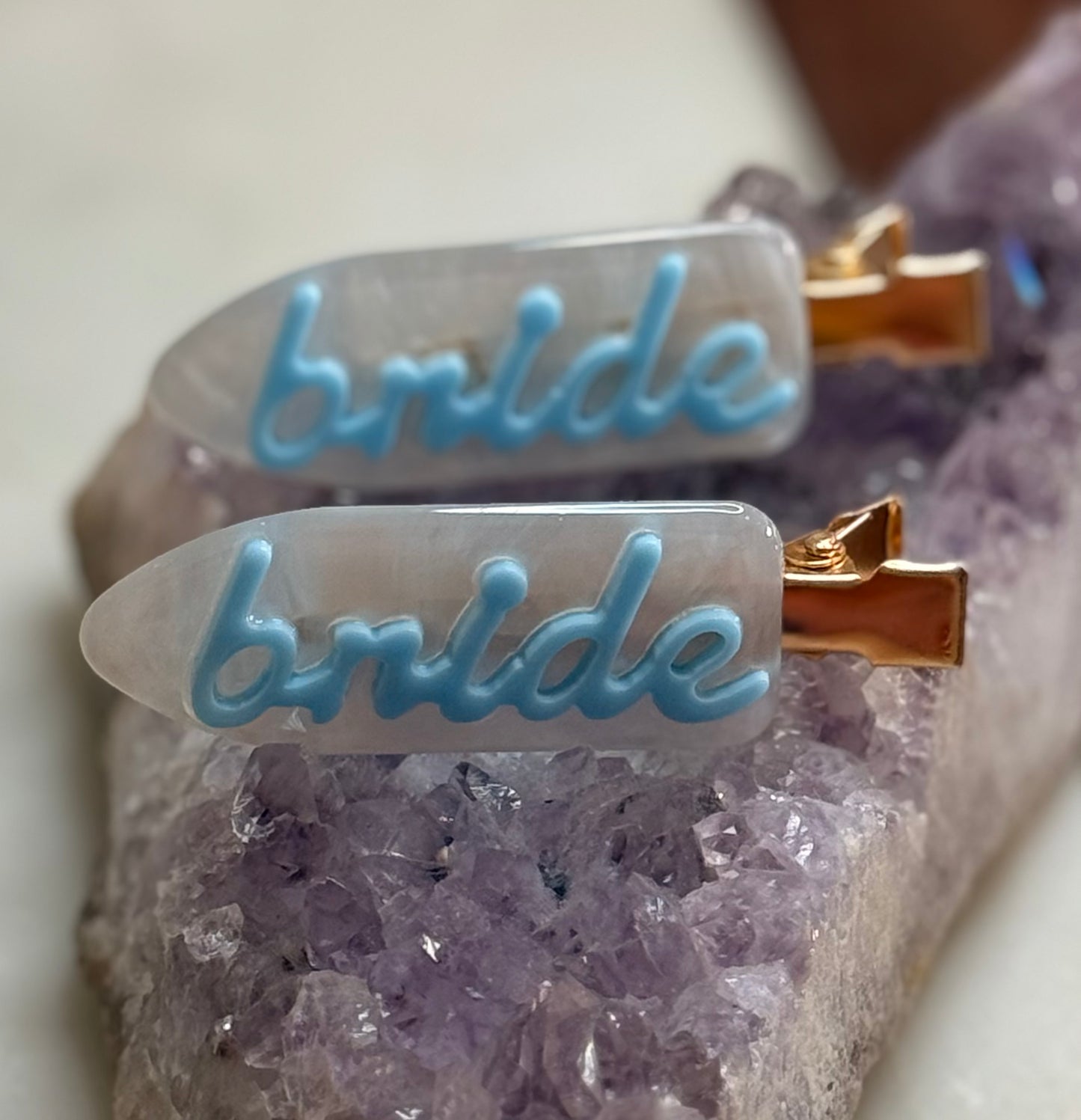 Bride Hair clips 2 pack blue