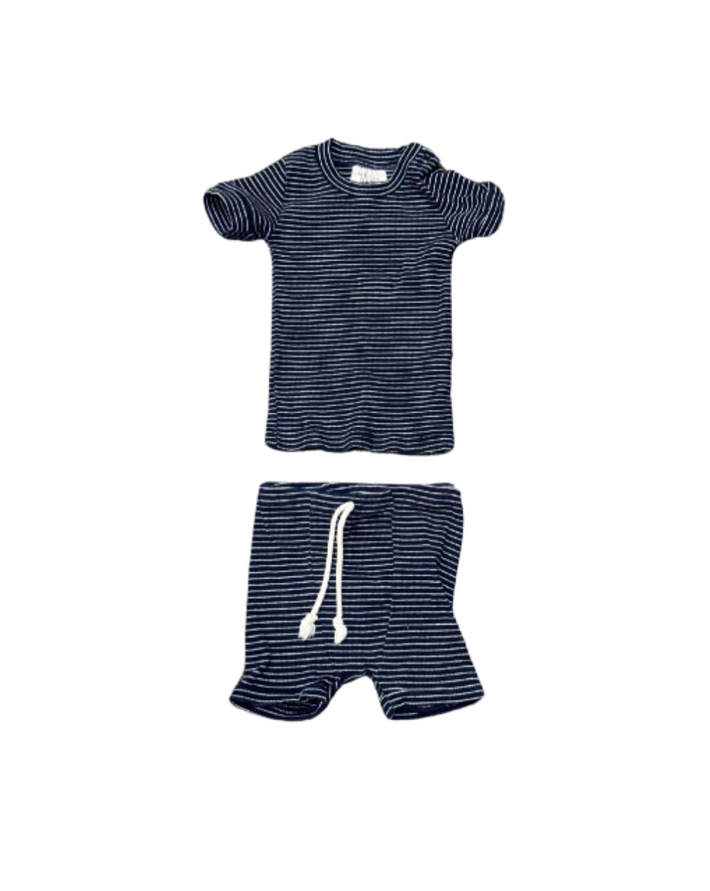 Mebie Baby Navy Stripped Short Set - 6/12 Month