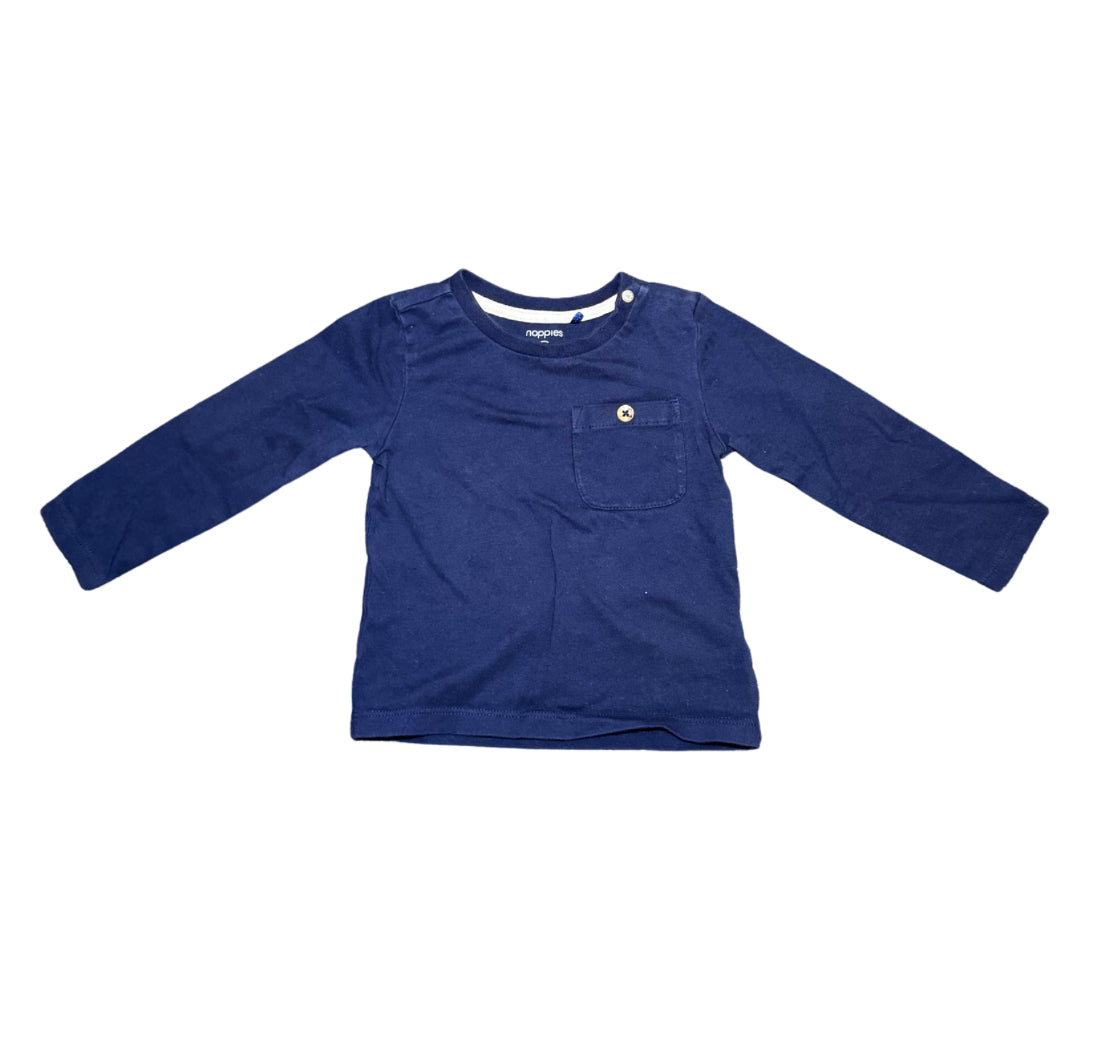 Noppies Navy Long Sleeve - 9/12 Month