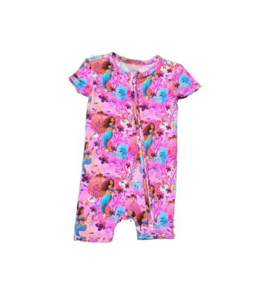 Posh Peanut Disney Mermaid Tshirt Romper - 6/9 Month