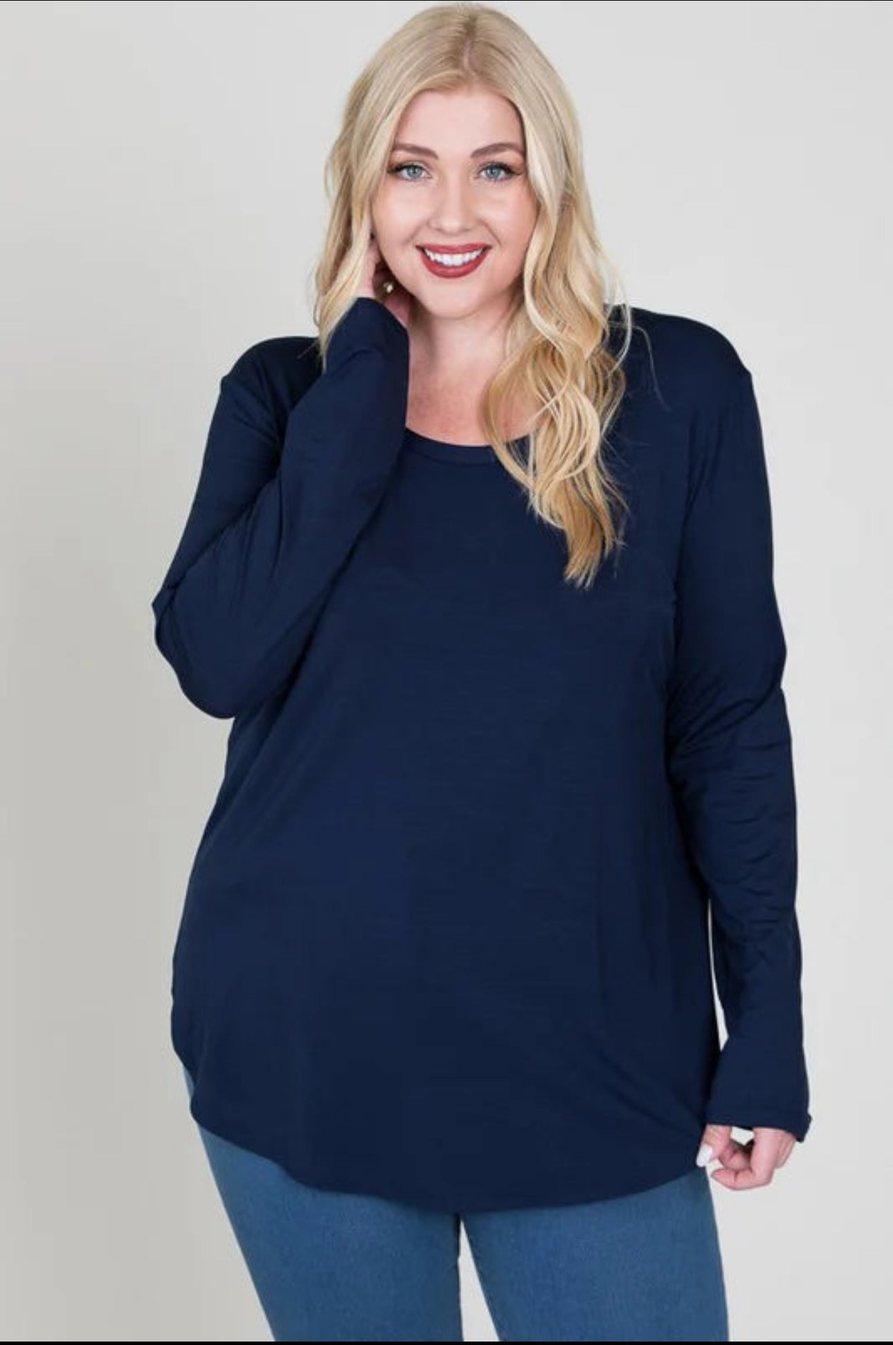 Navy Long Sleeve Modal Top FINAL SALE