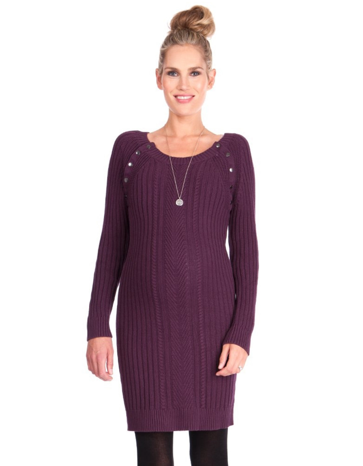 Seraphine Burgundy Knitted Maternity & Nursing Dress Sz XS