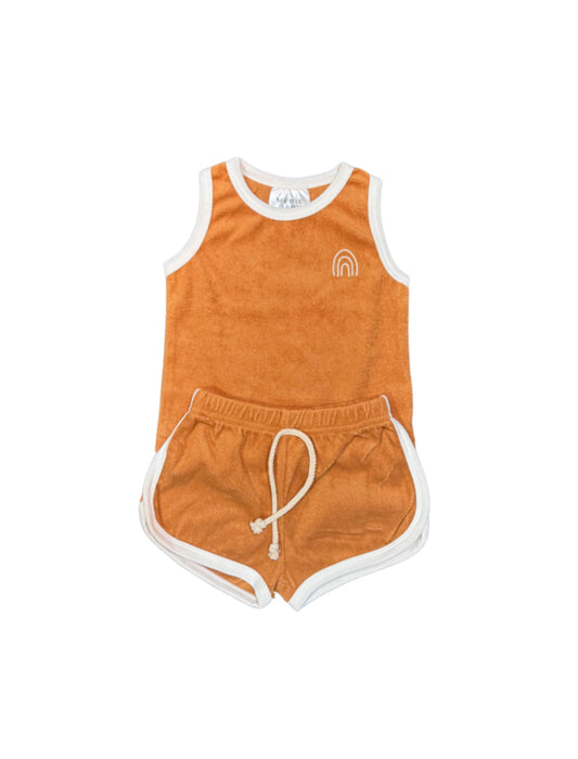 Mebie Baby Mustard Terry Cloth 2 Piece Set - Size 3/6 Months