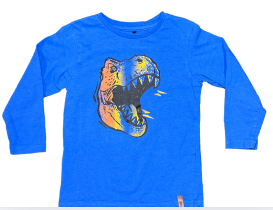 Deux Par Deux Blue Dinosaur Long Sleeve - Size 4T