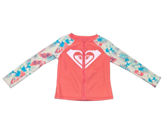 Roxy Zip Up Rash Guard Top - 3/4T