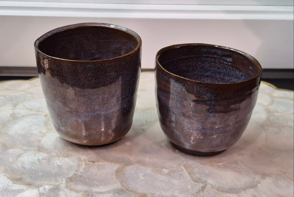 Set Of Two Pottery Wine Tumblers
