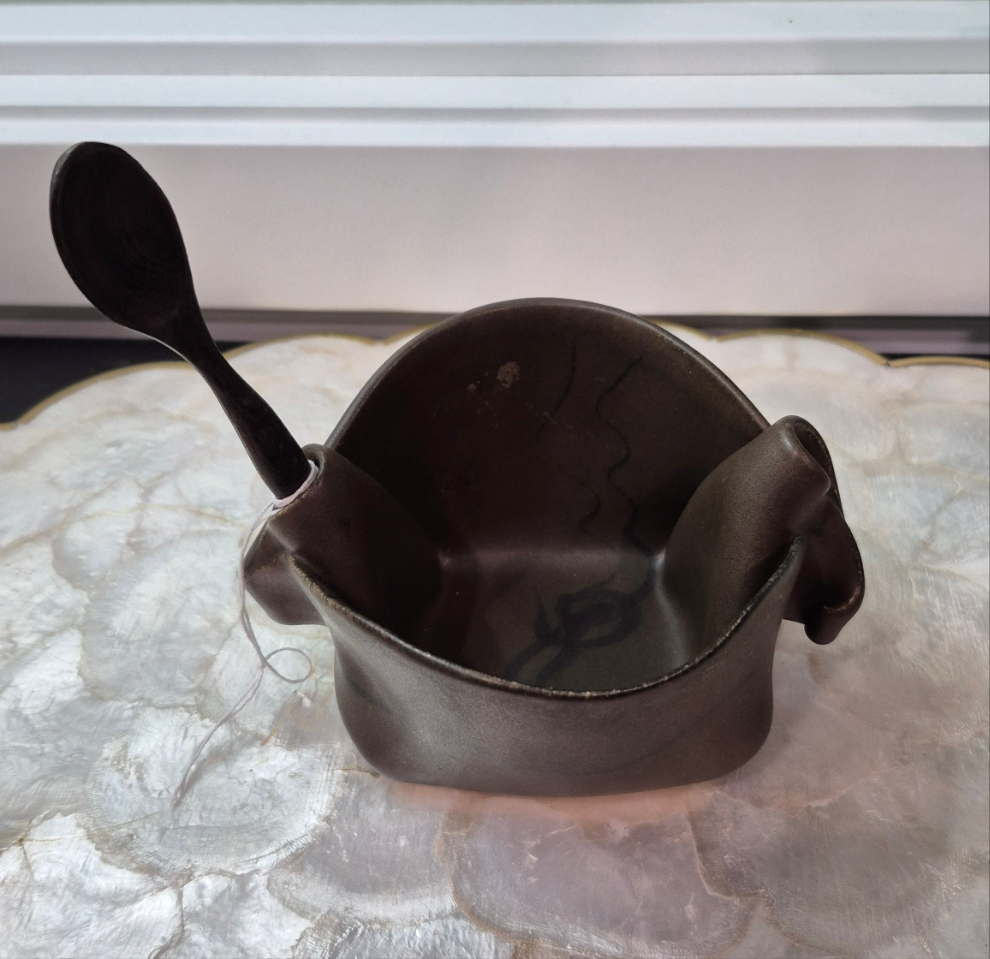 Pottery Jam Bowl With Spoon