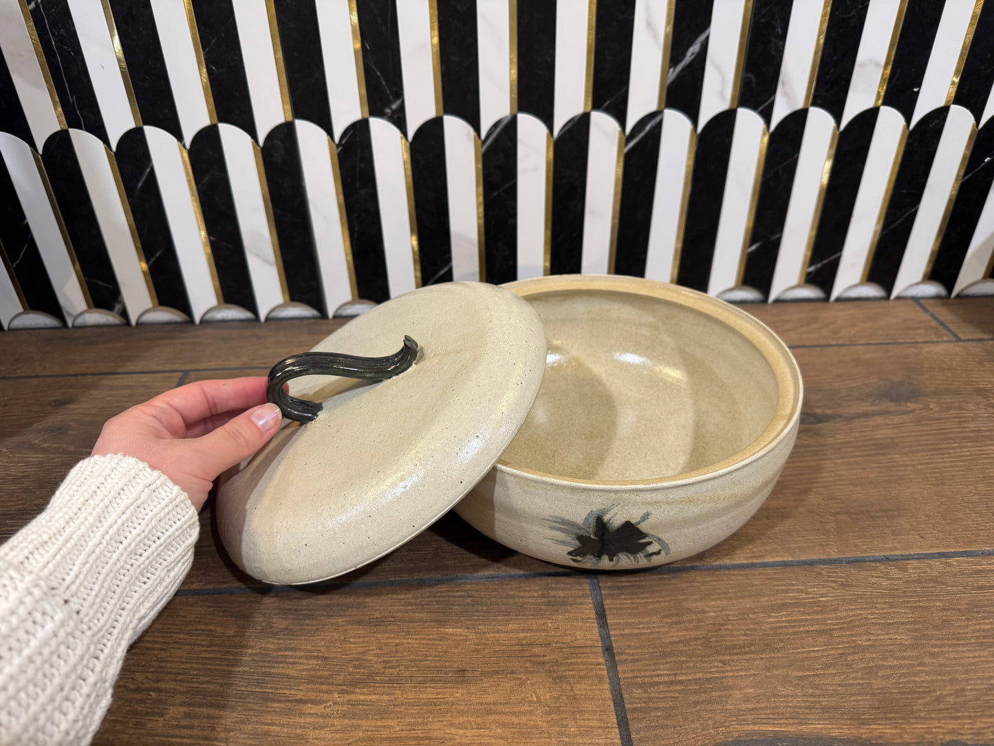 Pottery Serving Dish With Lid