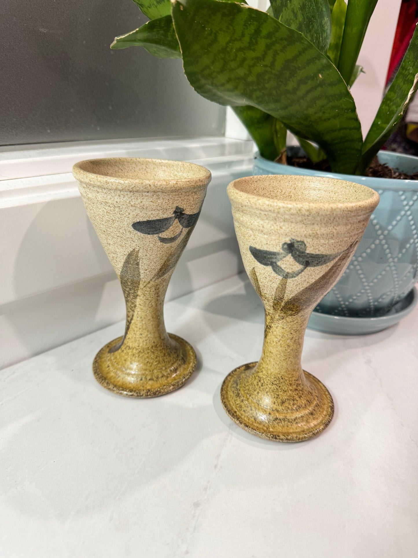 Set of Pottery Wine Glasses