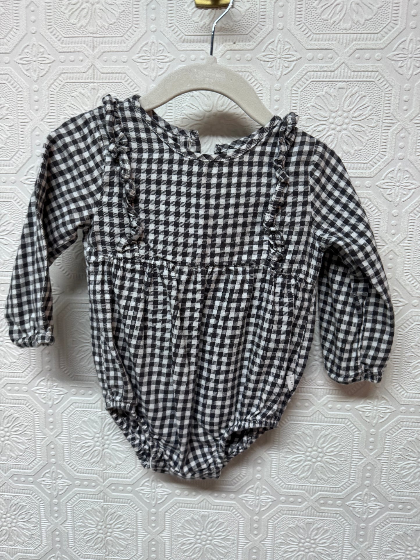 Plaid Romper Petit Lem - Size 12M