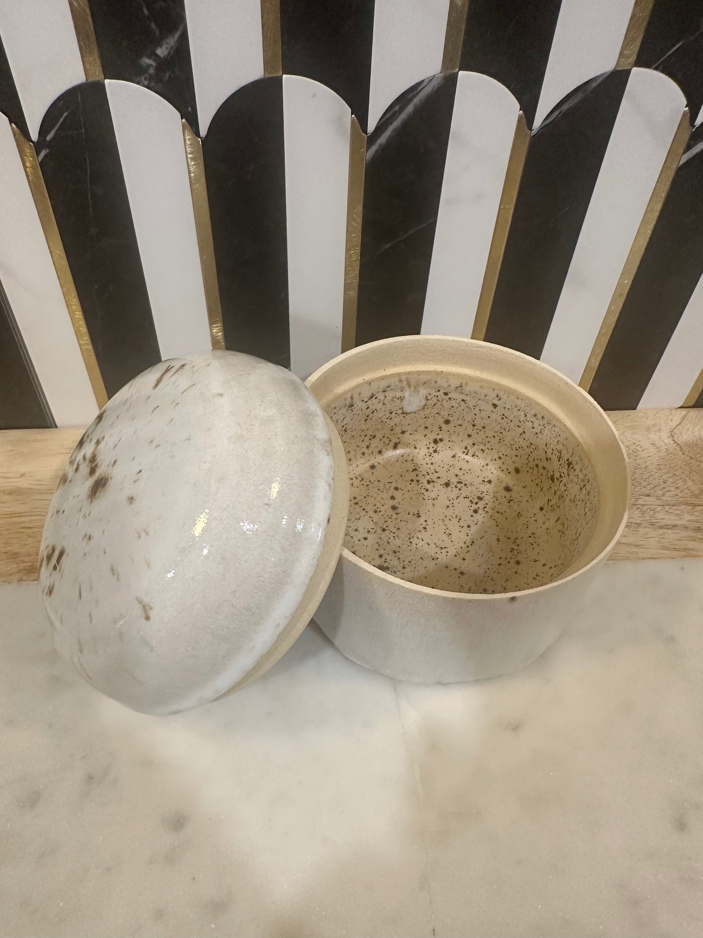 Speckled Pottery Storage Container