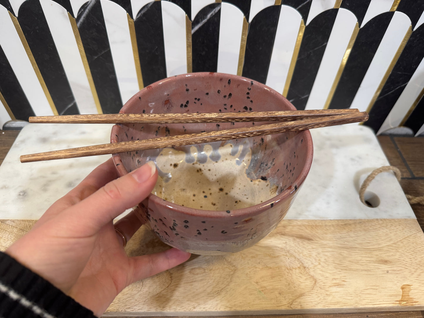 Ceramic Ramen Bowl Speckled Mauve