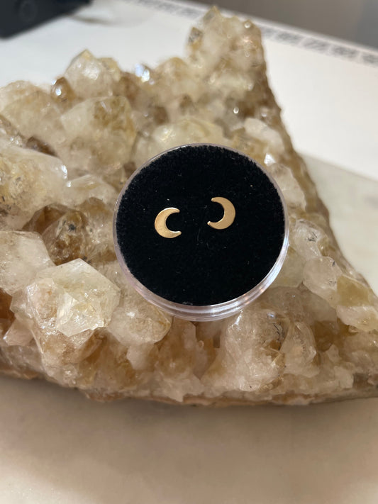 'Smooth Crescent' Gold Filled Stud Earrings