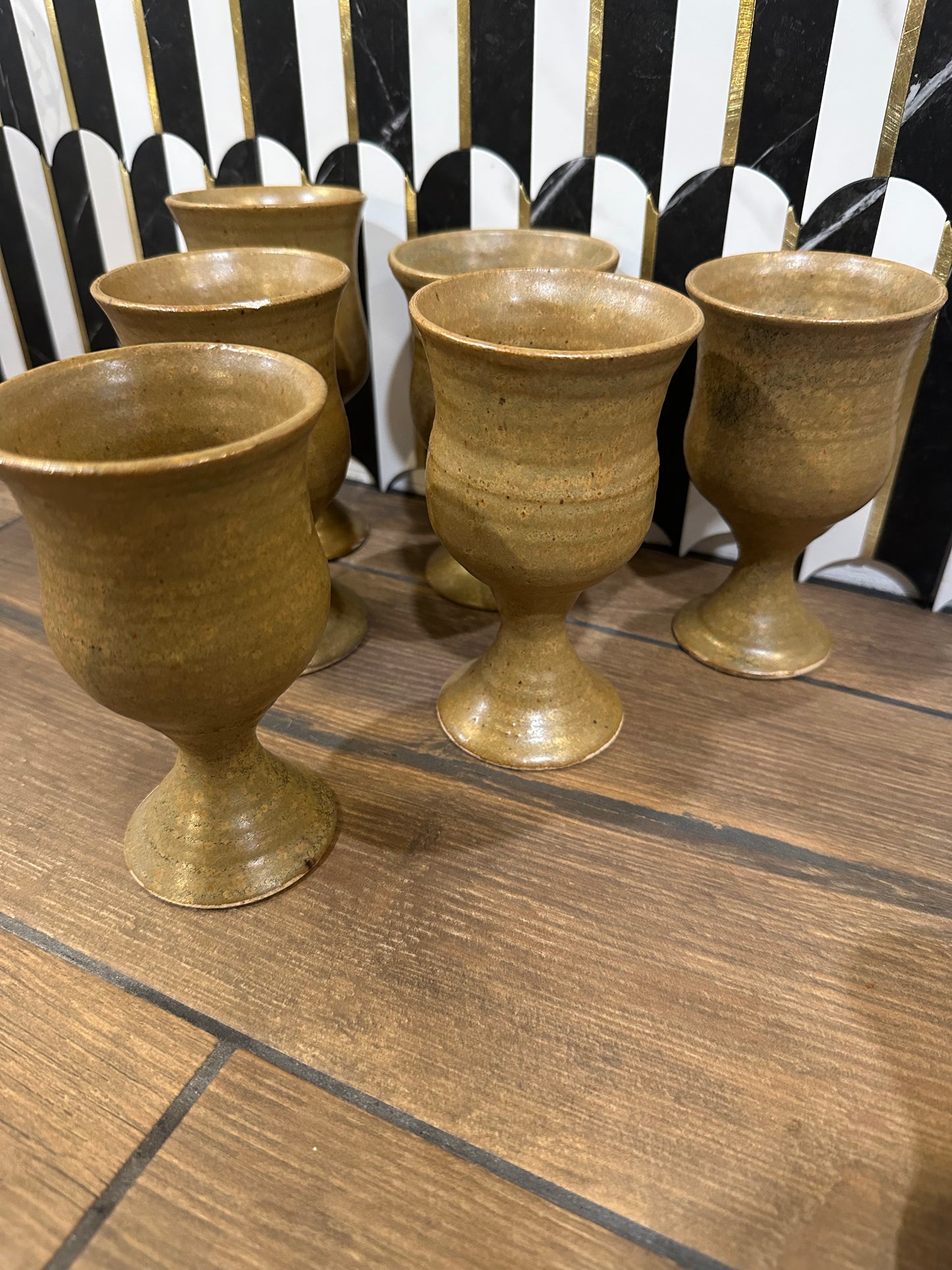 Set of 6 Pottery Goblets