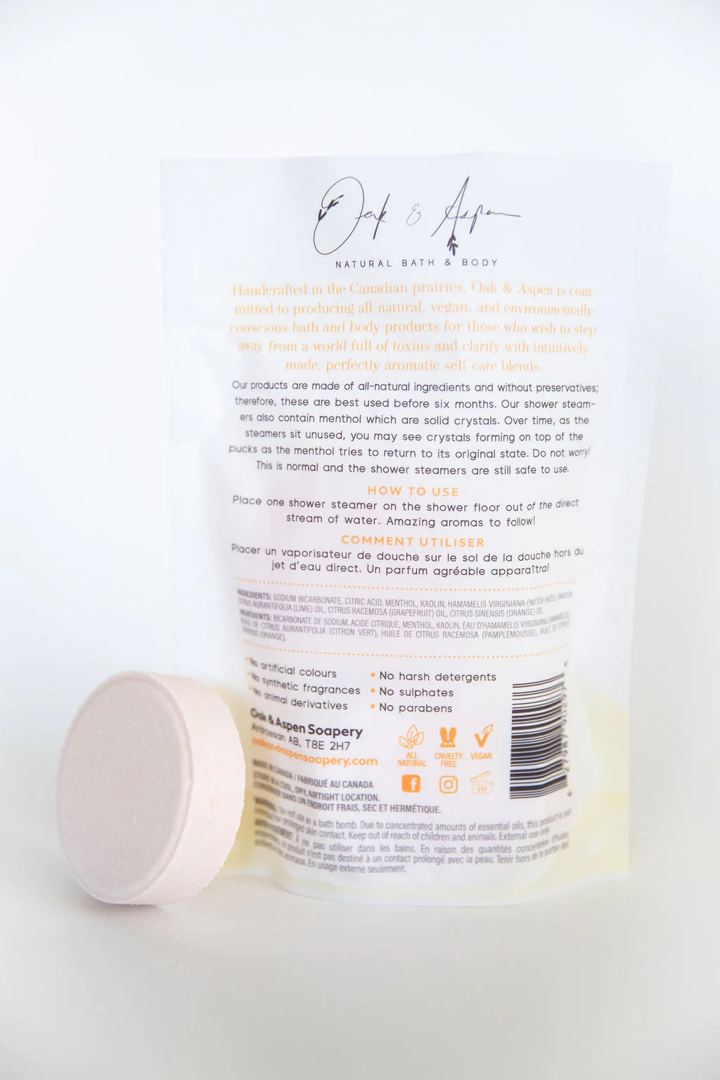 Oak and Aspen Shower Steamer - Citrus Burst