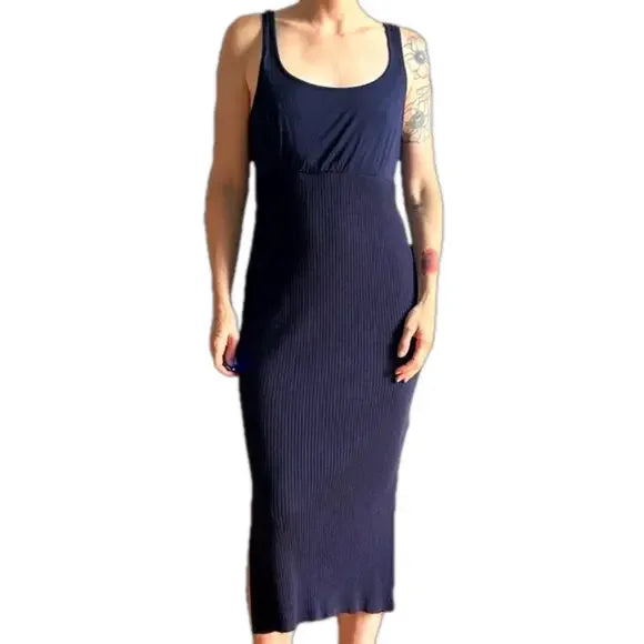 Seraphine Navy Blue Ribbed Bottom Nursing Dress - Size 8