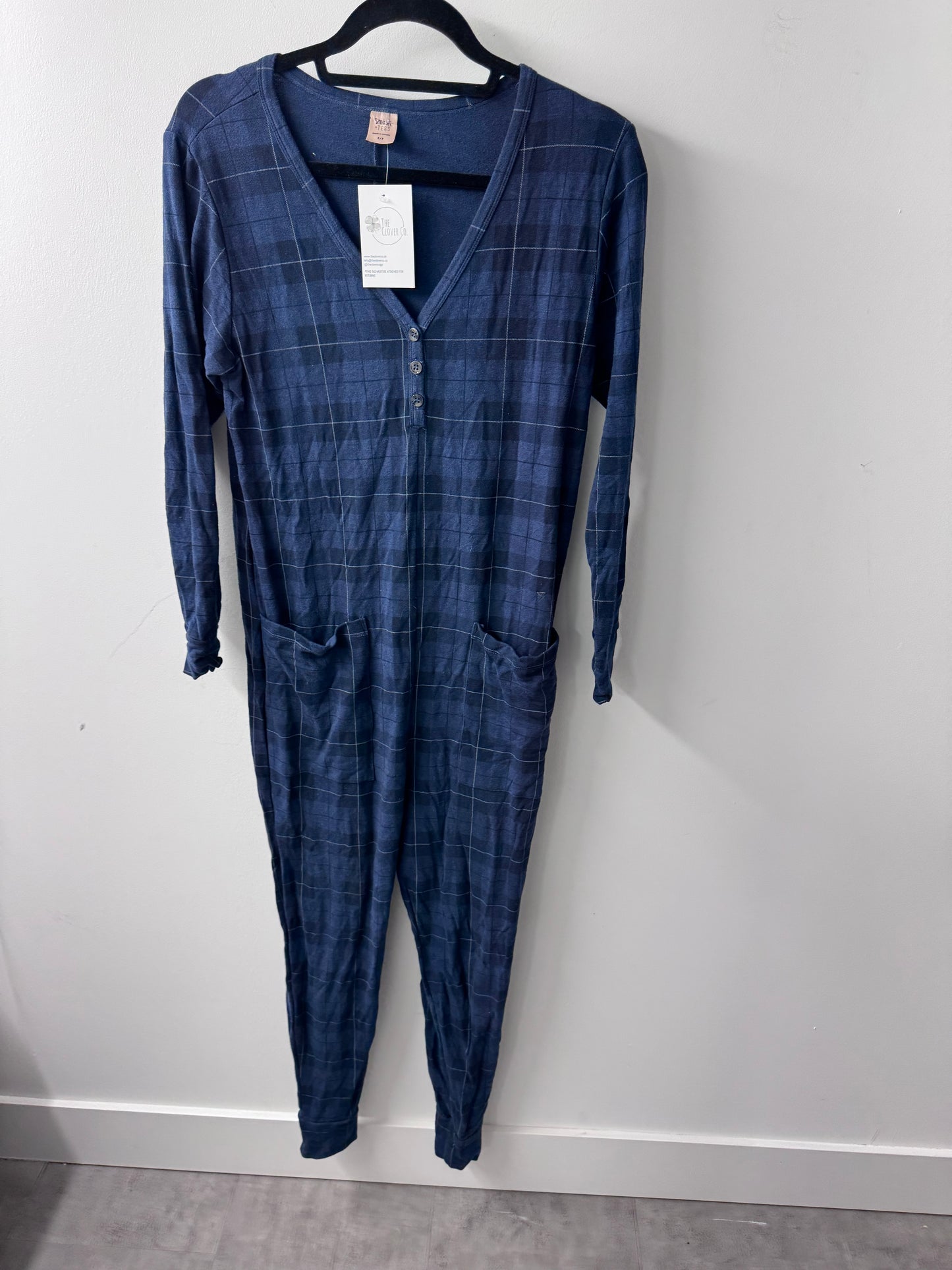 Smash + Tess Plaid Romper Blue - Size Small