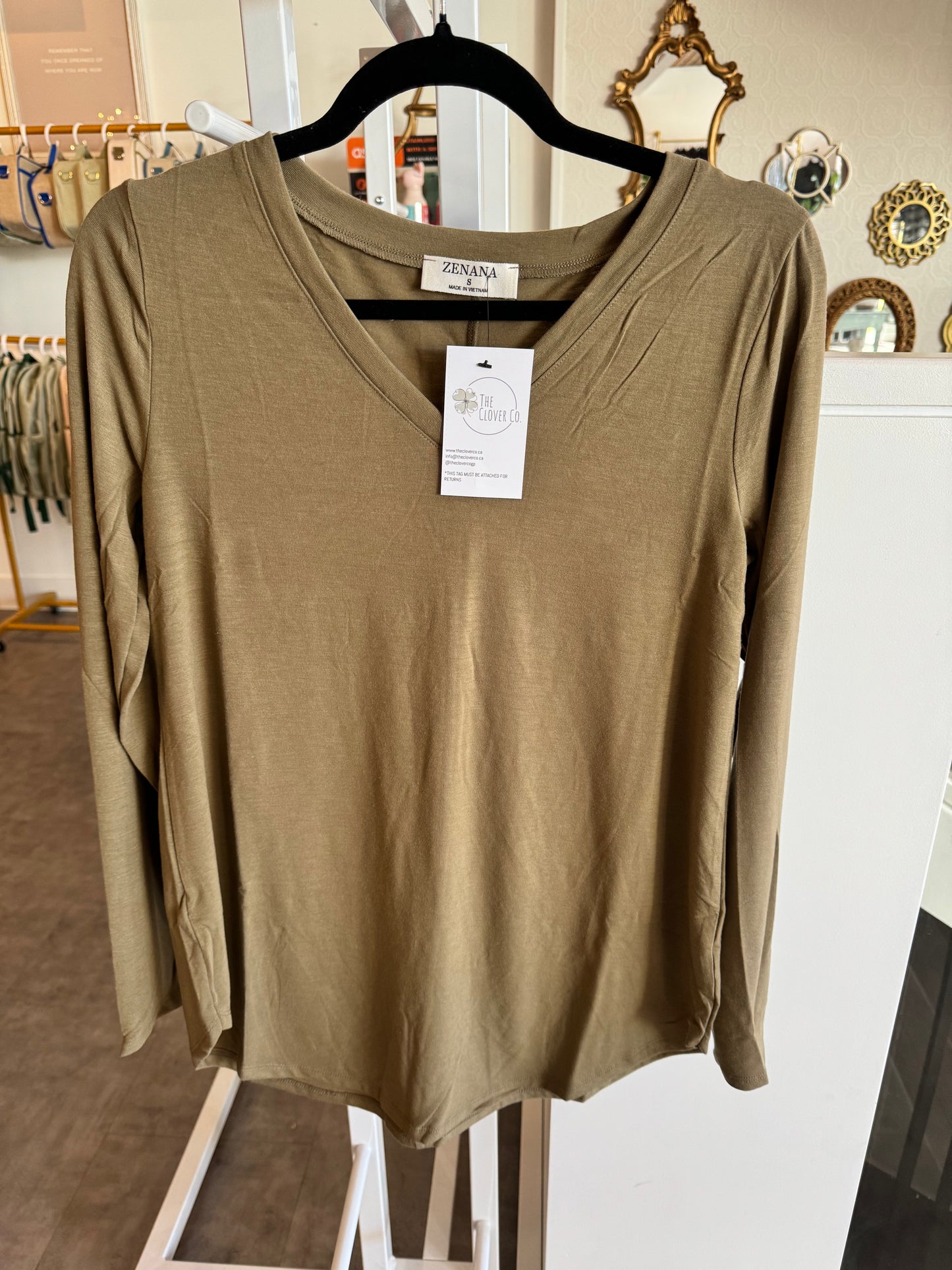 Luxe Long Sleeve Top - Khaki FINAL SALE
