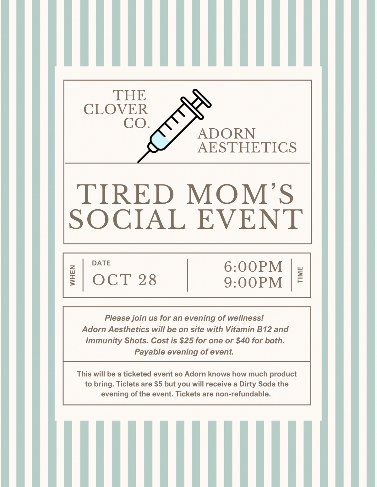 Tired Mom's Social Event - with Adorn Aesthetics