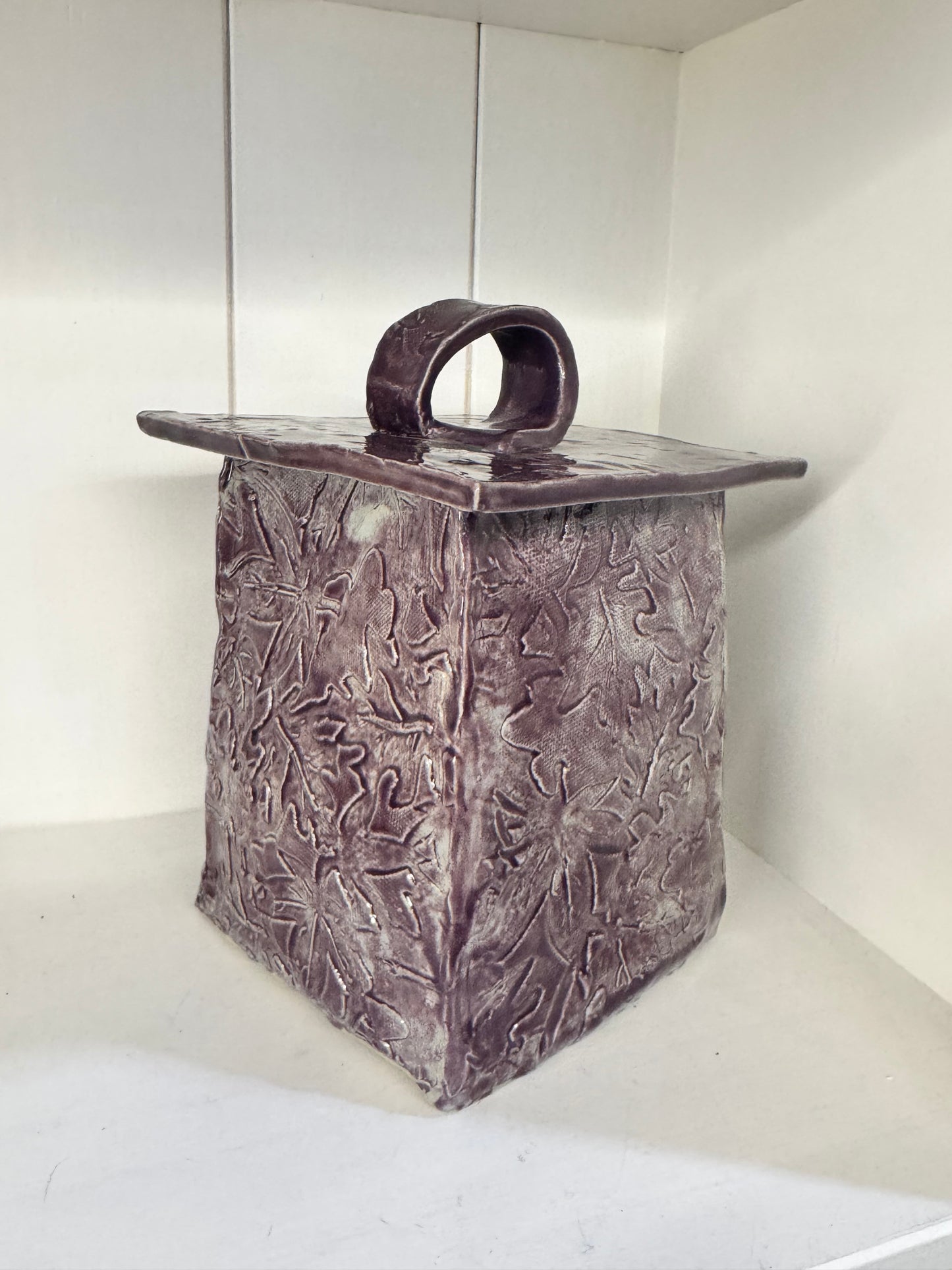 Large Pottery Canister - Deep Purple