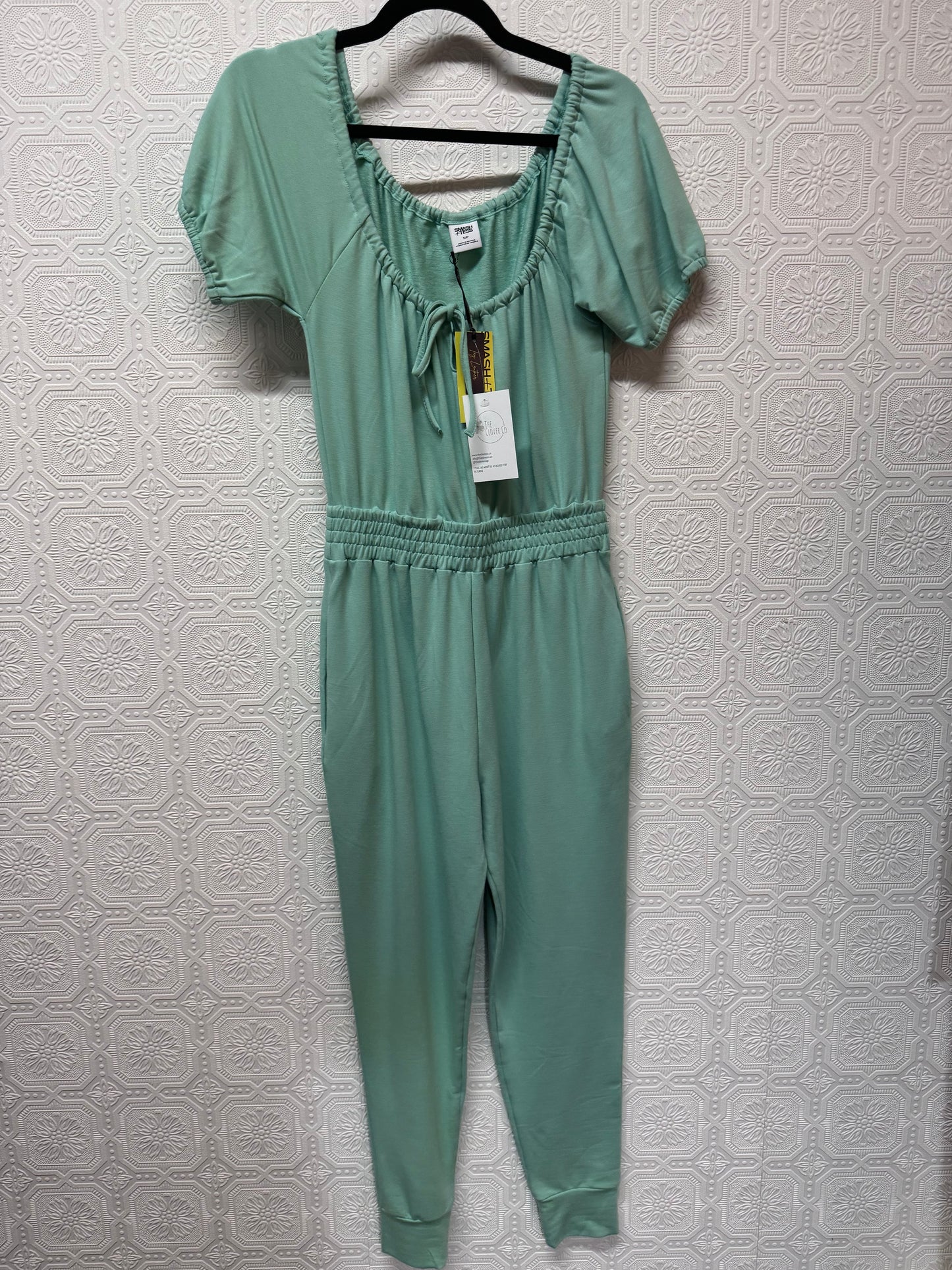 Smash & Tess Pacific Puff Sleeve Romper Aquamarine- Size Small