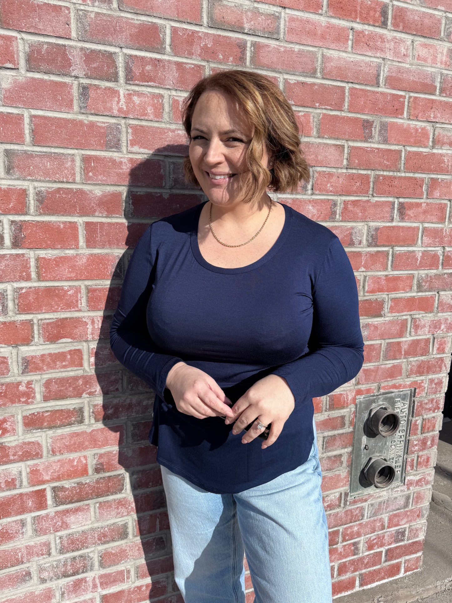 Navy Long Sleeve Modal Top FINAL SALE