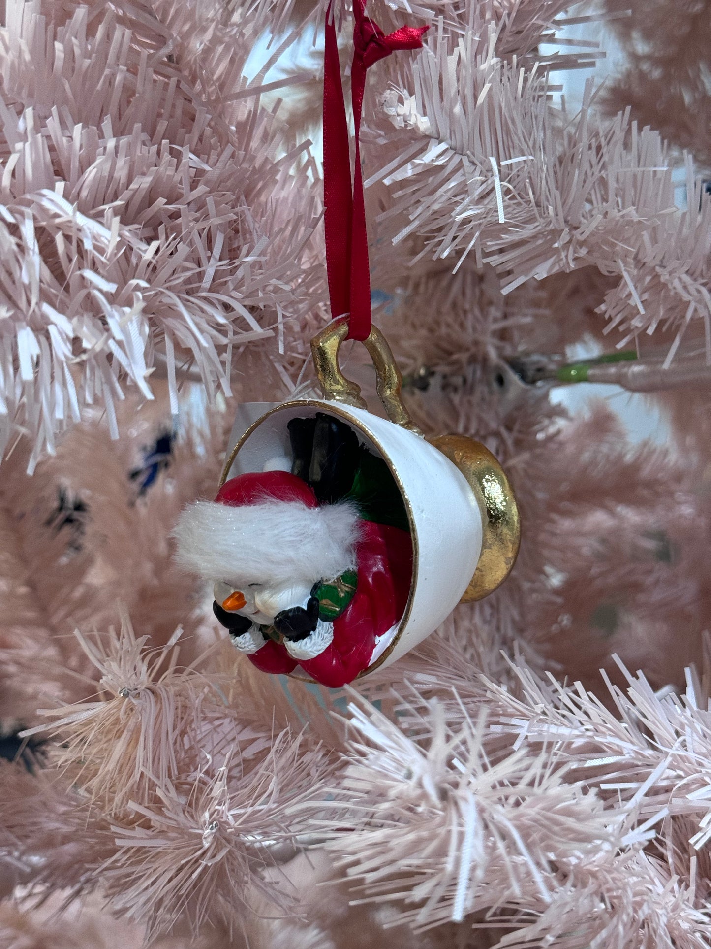 Snowman In Teacup Ornament