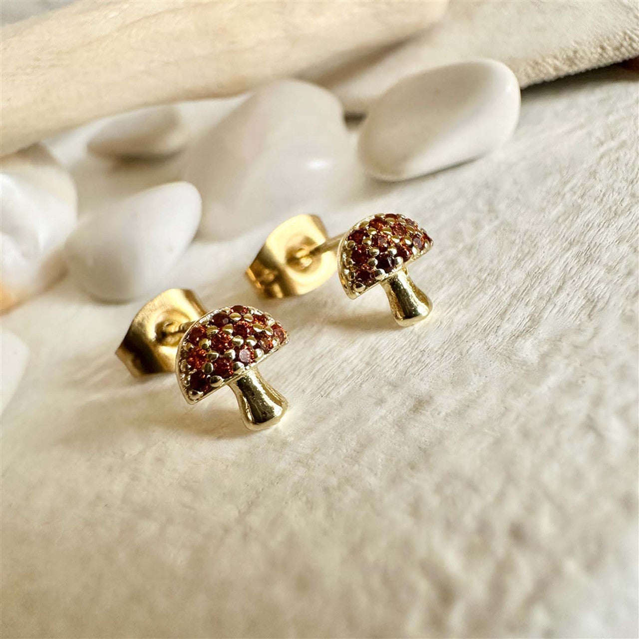 Gem Encrusted Mushroom Stud Earring
