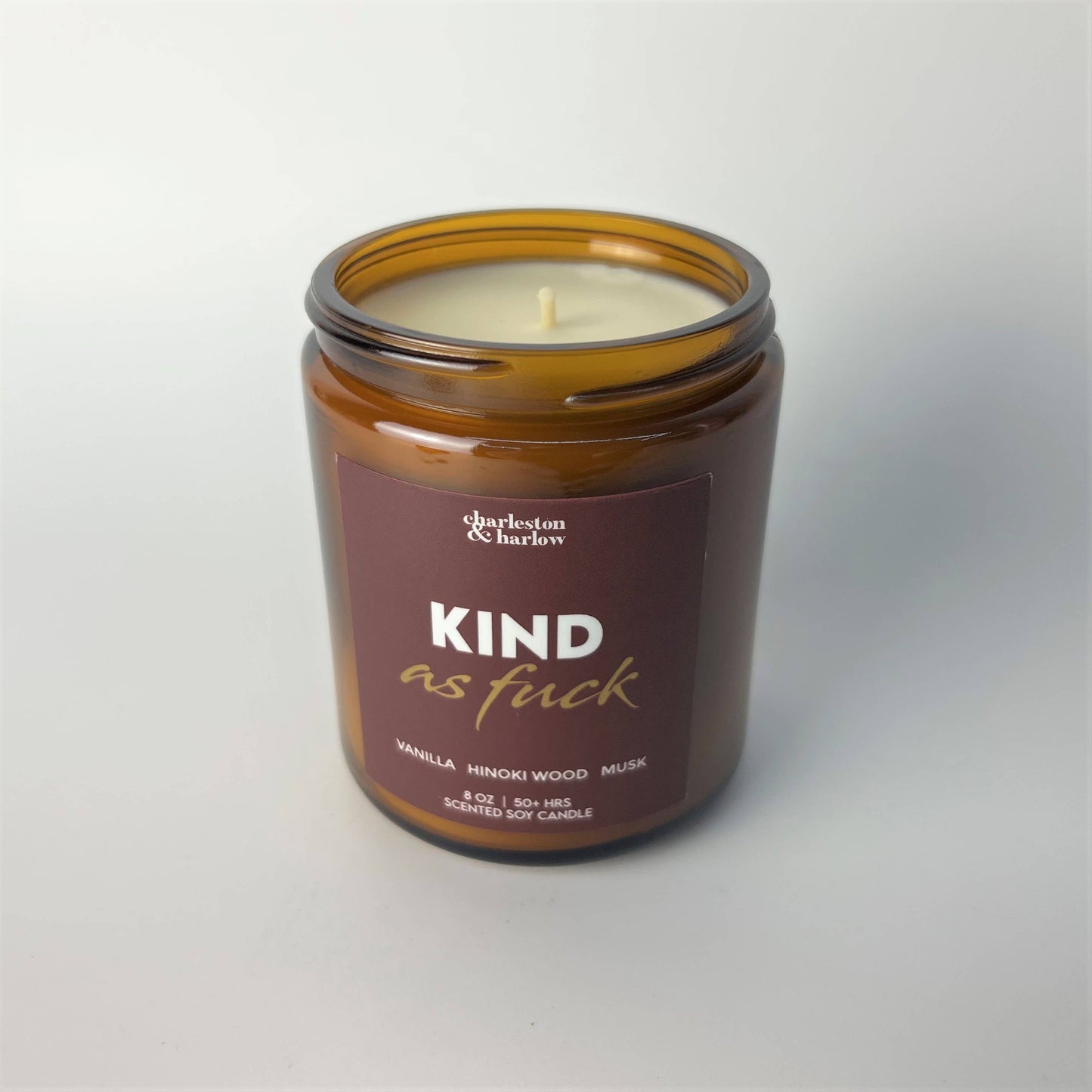 Charleston & Harlow Candle Co. - KIND AF - Vanilla, Hinoki Wood + Musk Sweary Soy Candle 8oz