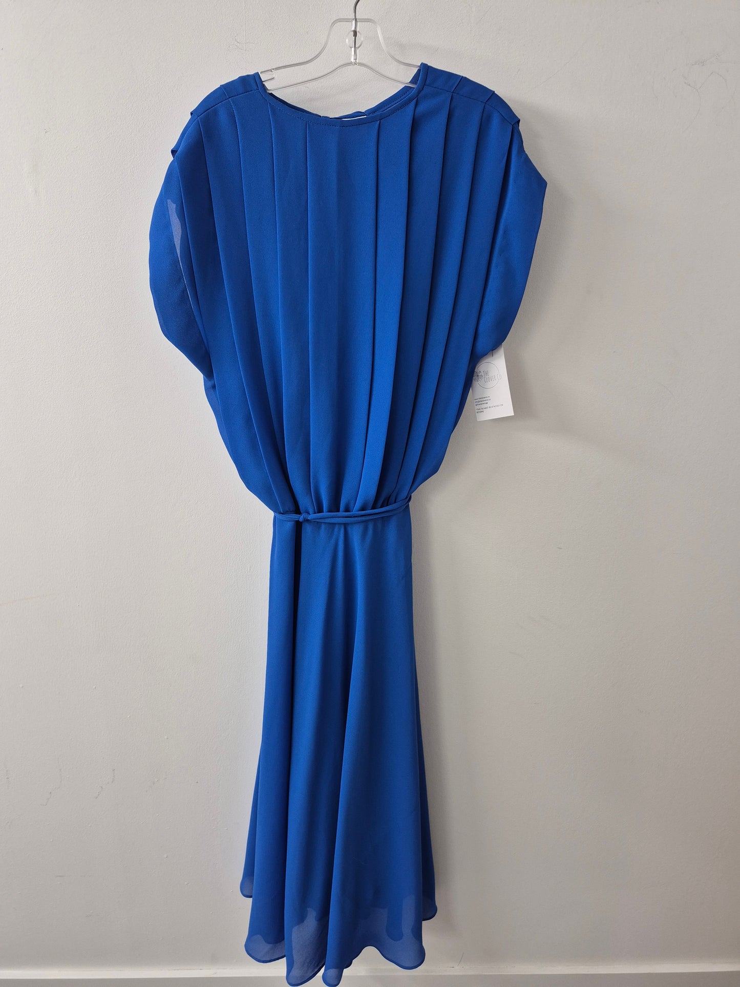 Long Blue Bubble Hem Waist Dress Size Small